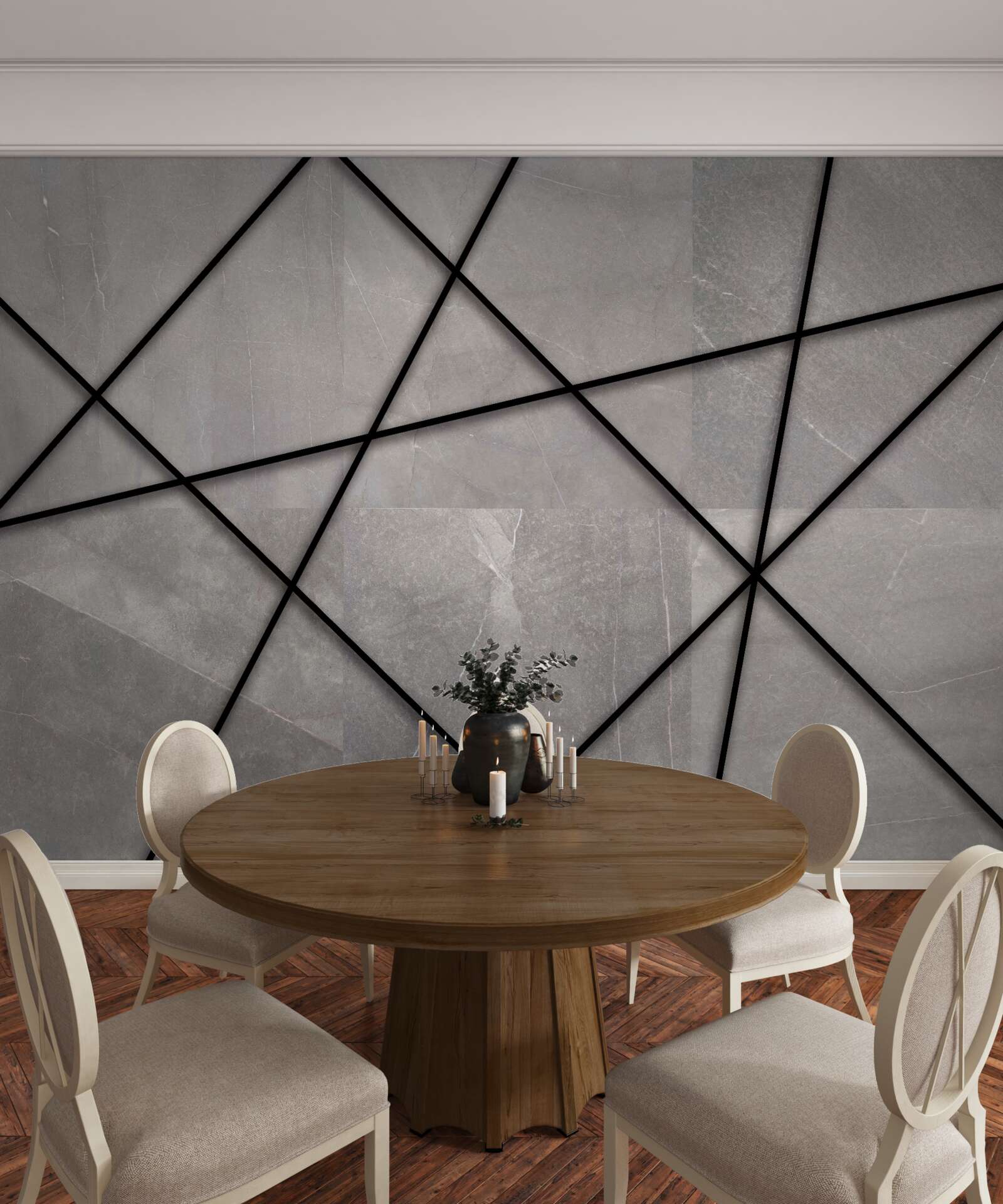 Papier peint rayures dans un motif marbré