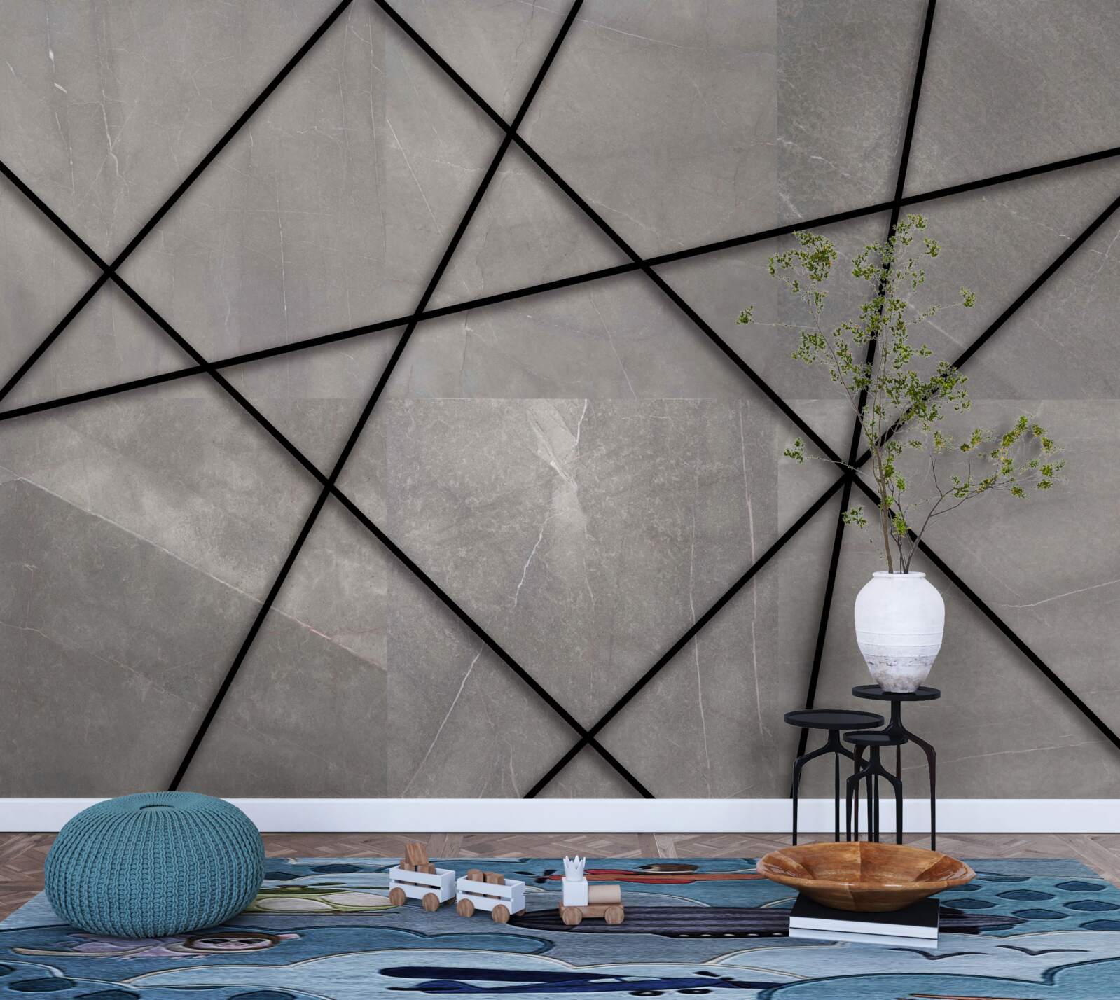 Papier peint rayures dans un motif marbré