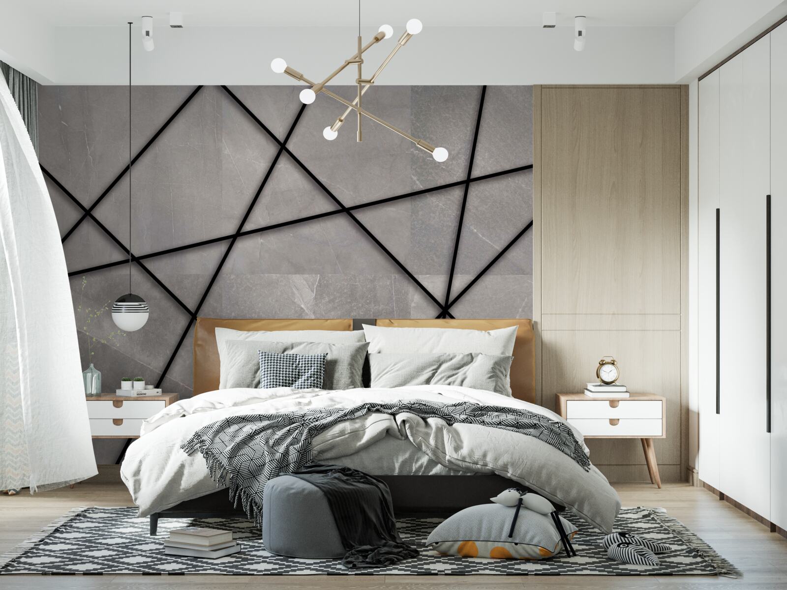 Papier peint rayures dans un motif marbré