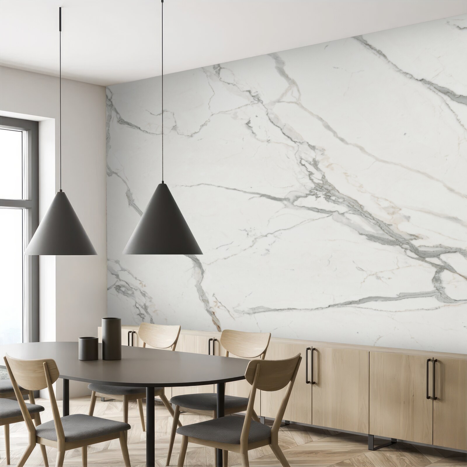 Papier peint marbre blanc comme neige