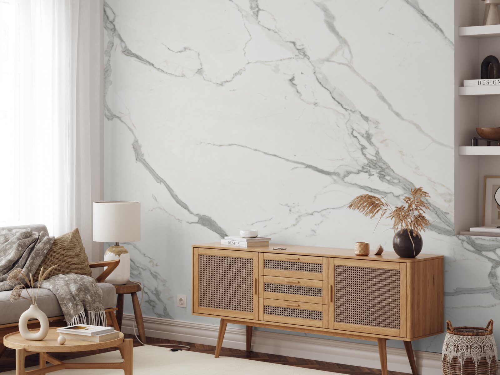 Papier peint marbre blanc comme neige