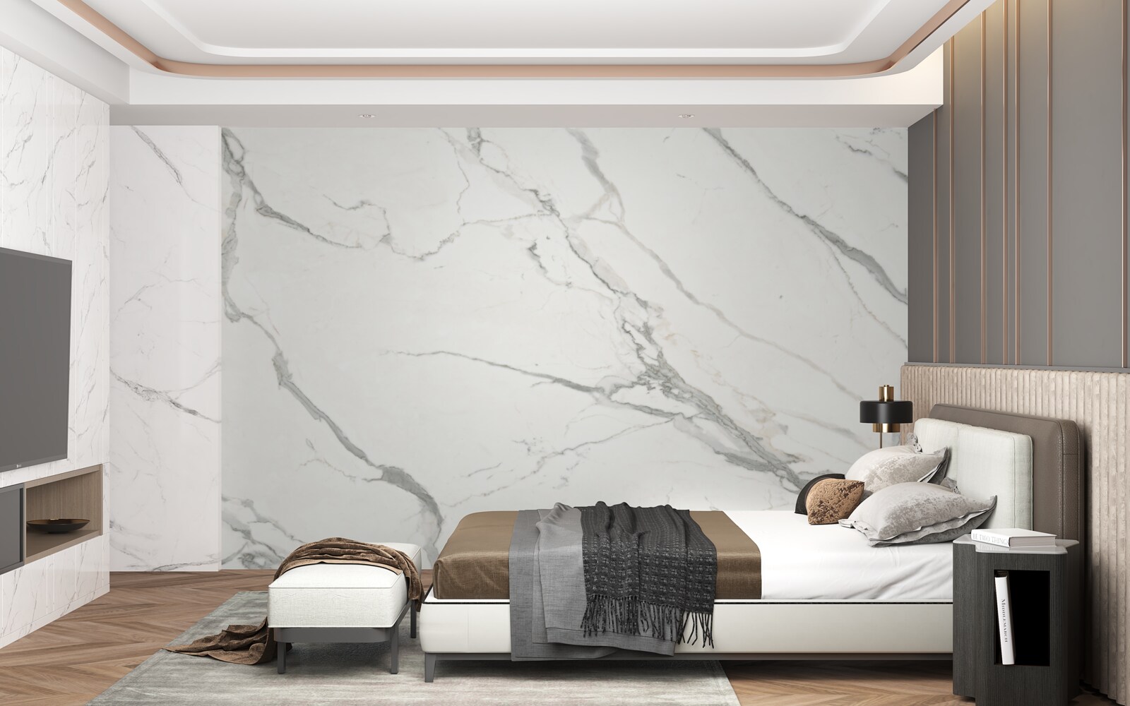 Papier peint marbre blanc comme neige