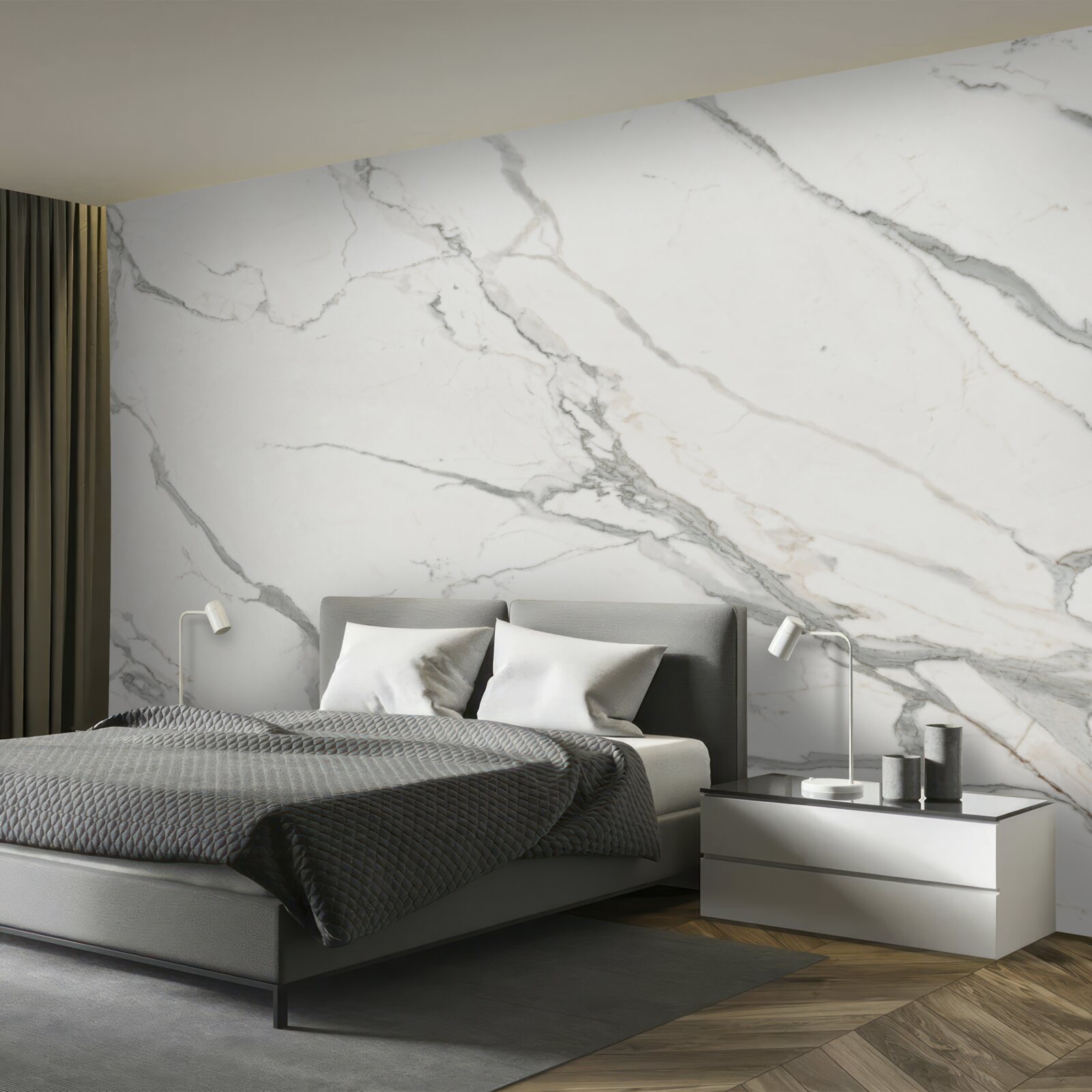 Papier peint marbre blanc comme neige