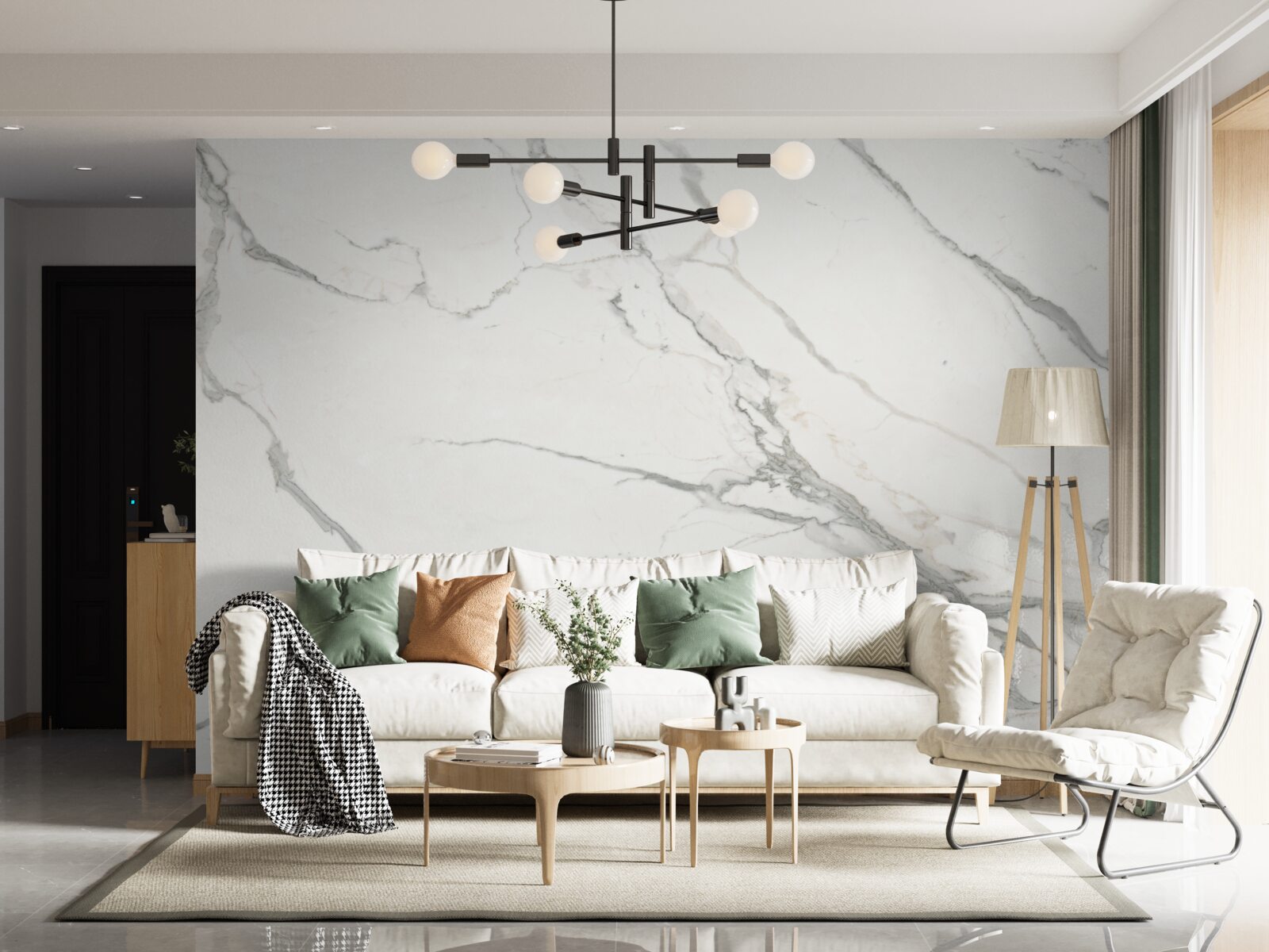 Papier peint marbre blanc comme neige