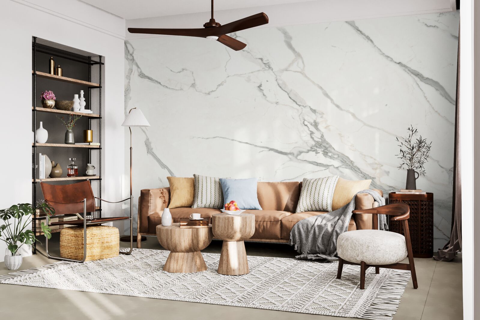 Papier peint marbre blanc comme neige