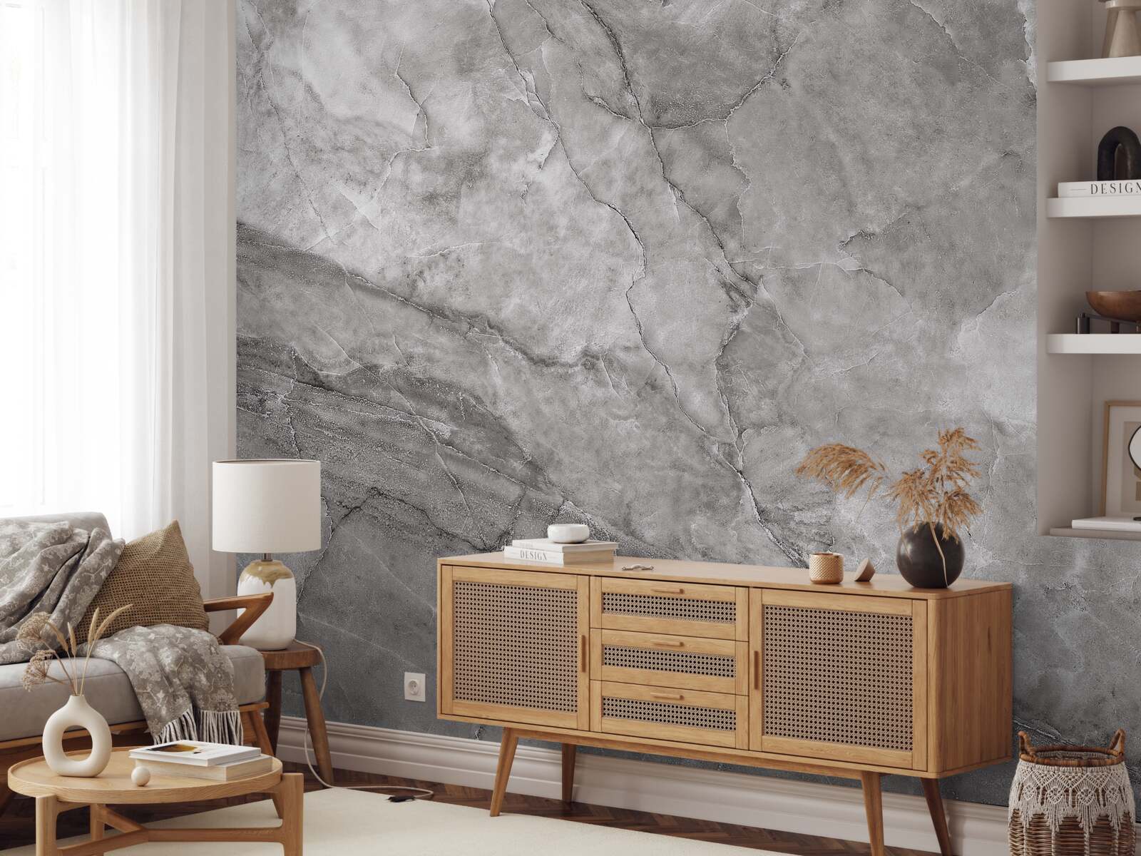 Papier peint marbre gris