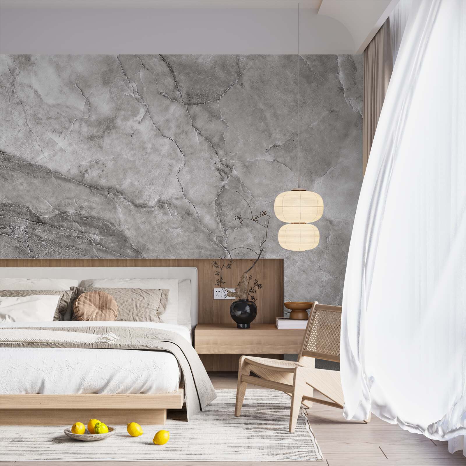 Papier peint marbre gris