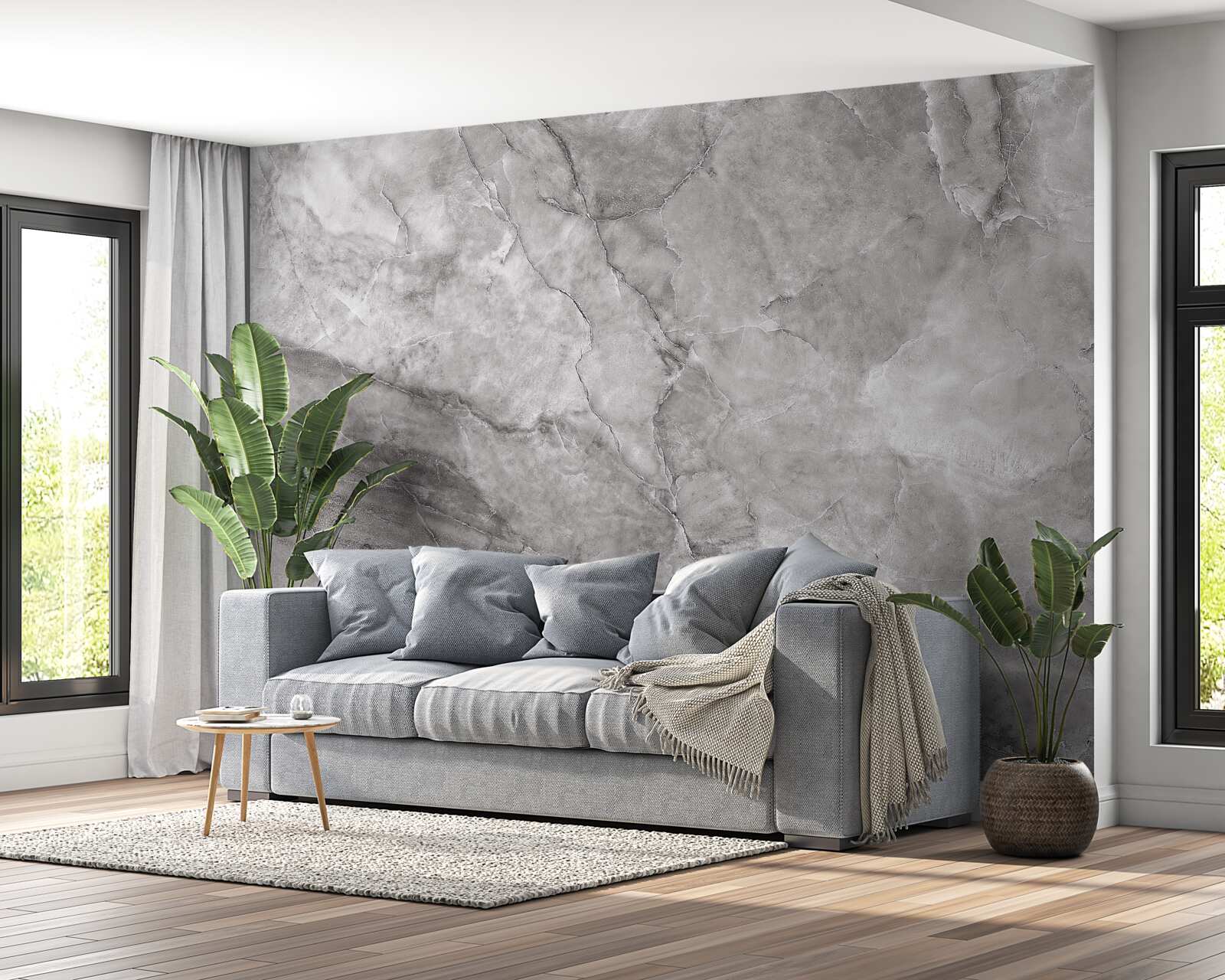 Papier peint marbre gris