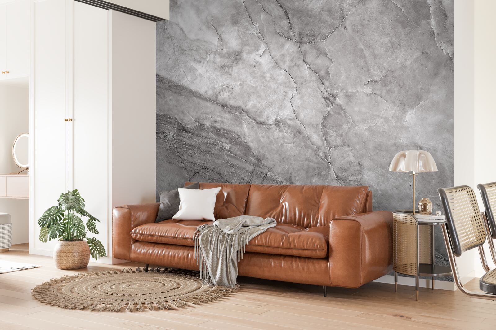 Papier peint marbre gris