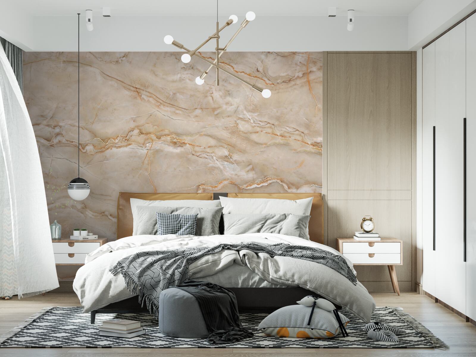 Papier peint marbre rose