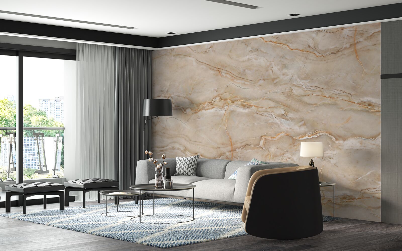 Papier peint marbre rose