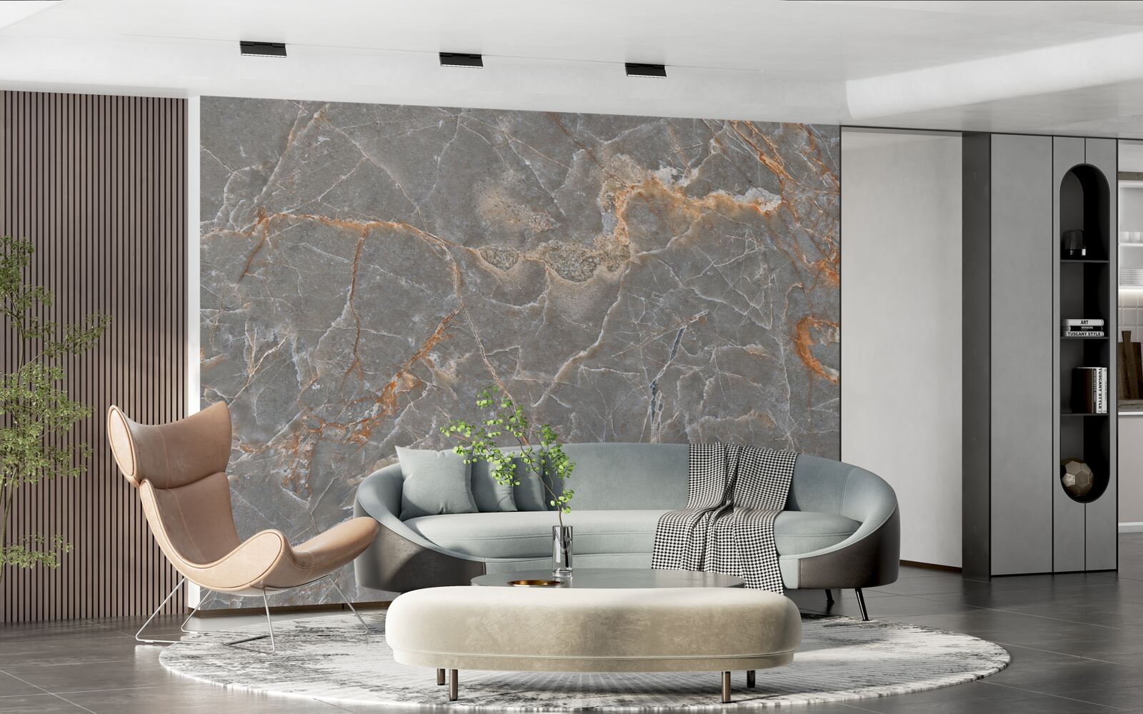 Papier peint marbre d'or et d'argent