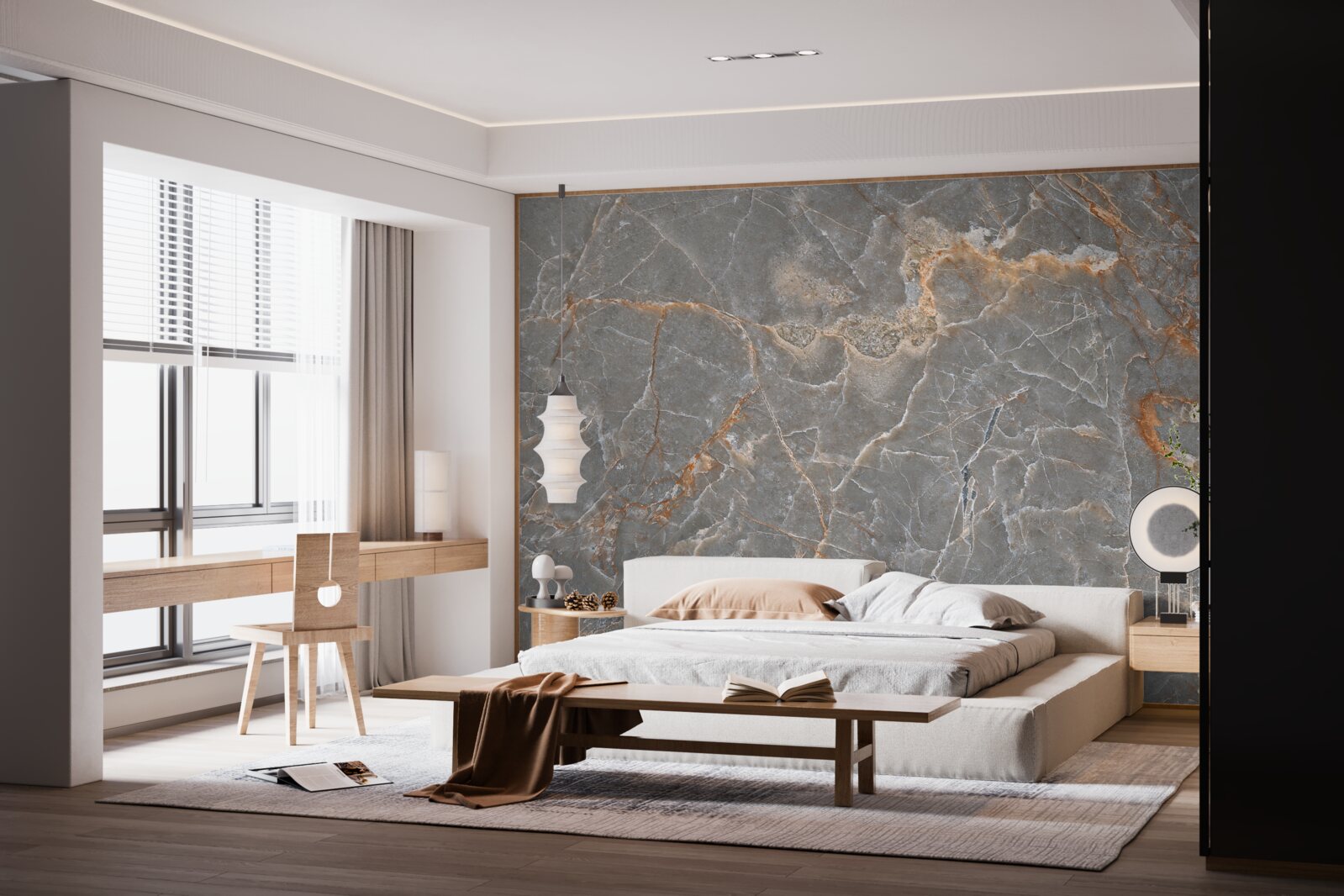 Papier peint marbre d'or et d'argent