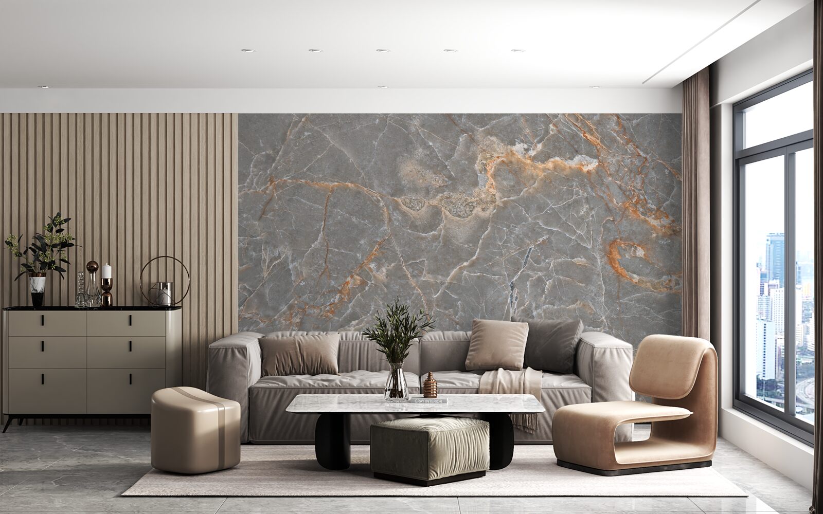 Papier peint marbre d'or et d'argent