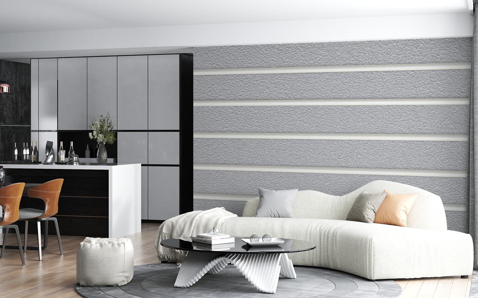 Papier peint rayures grises
