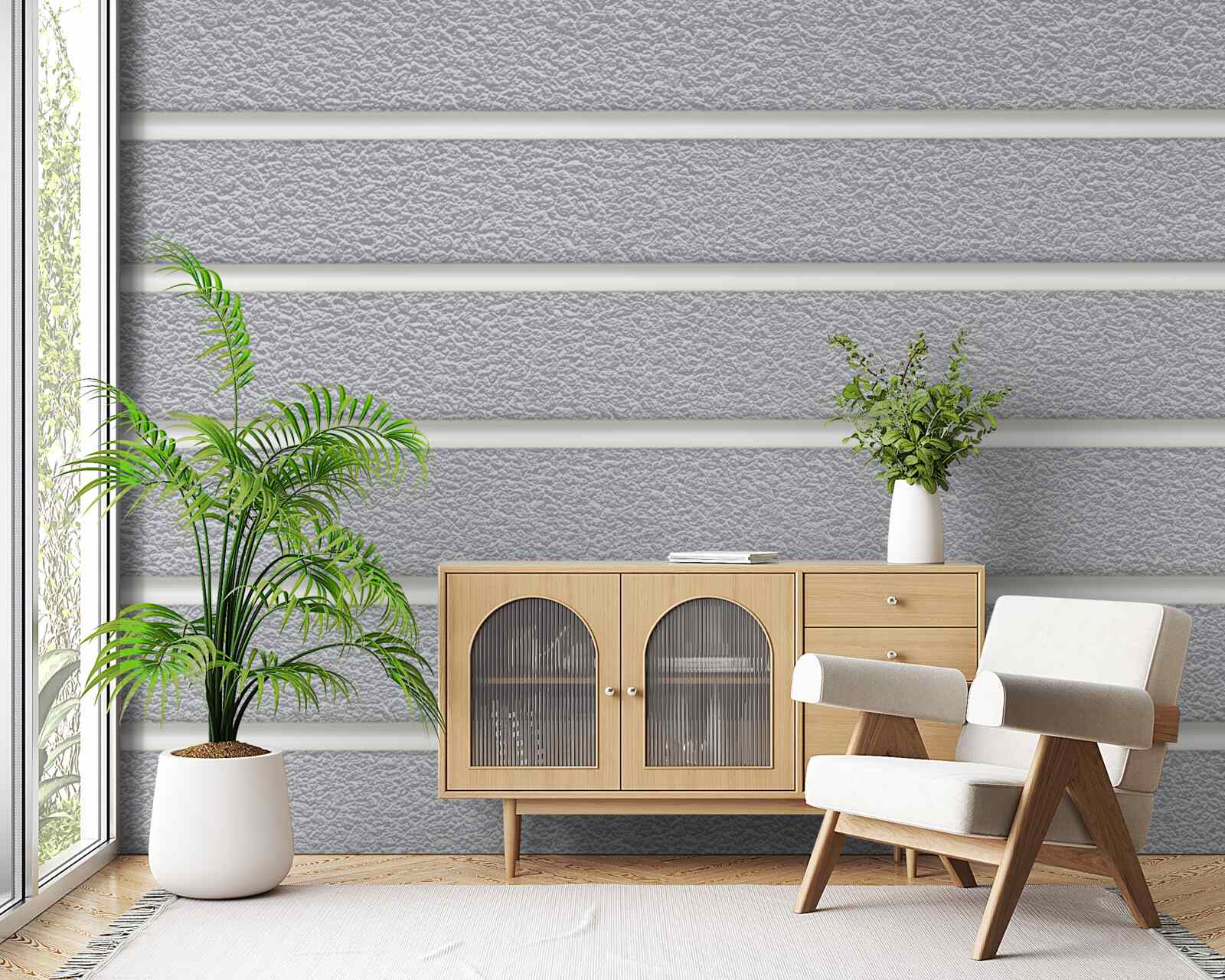 Papier peint rayures grises