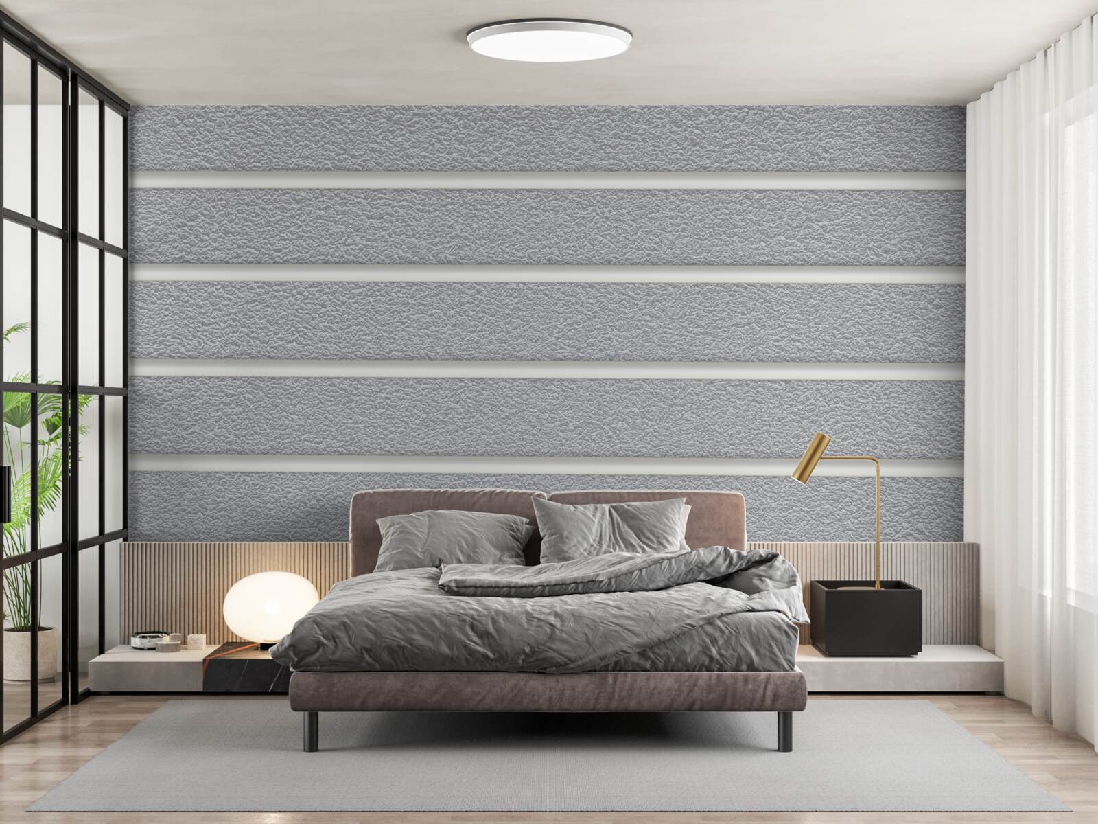 Papier peint rayures grises