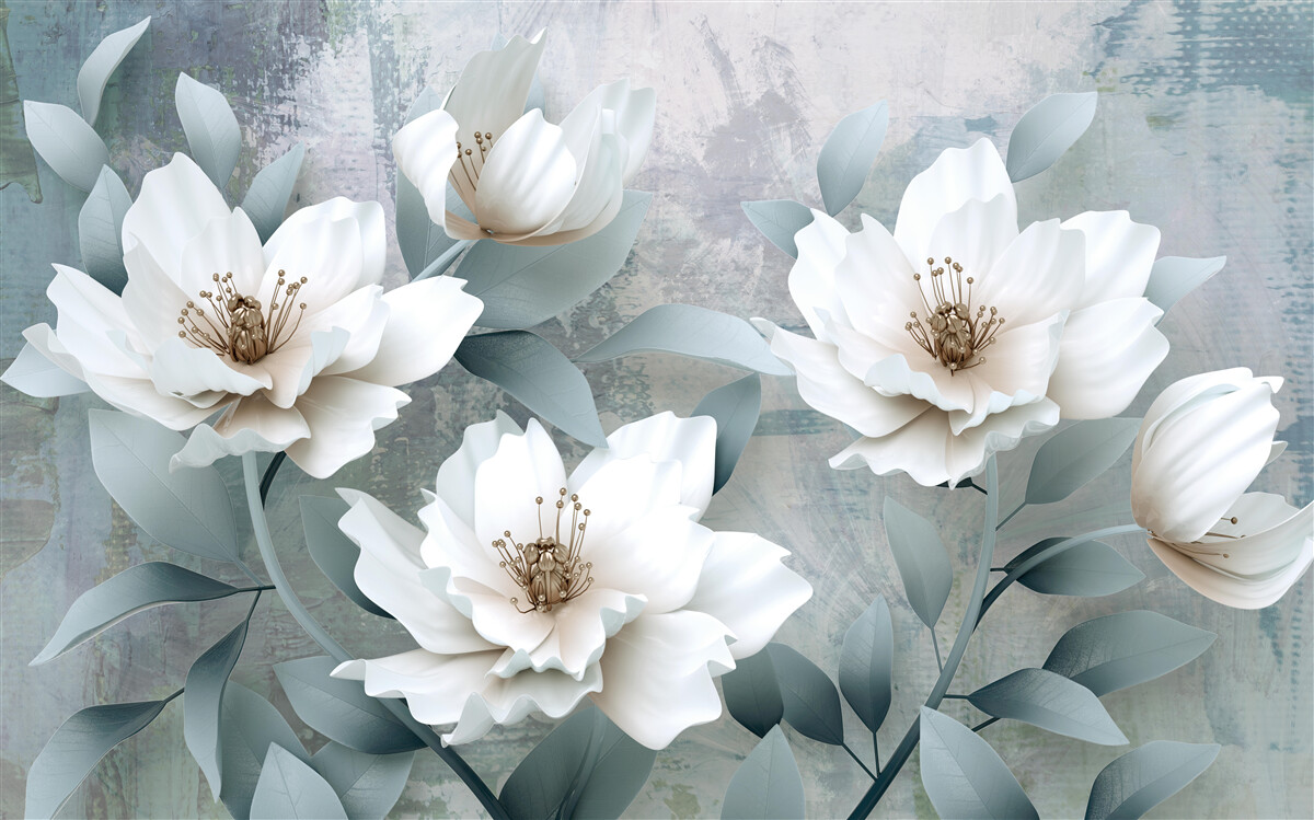 Papier peint Pivoines blanches