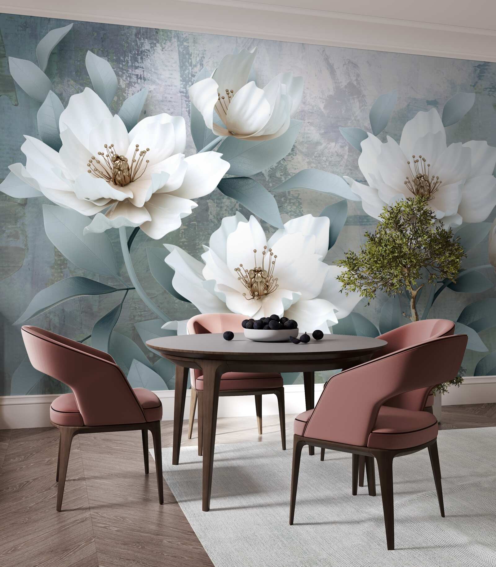 Papier peint Pivoines blanches