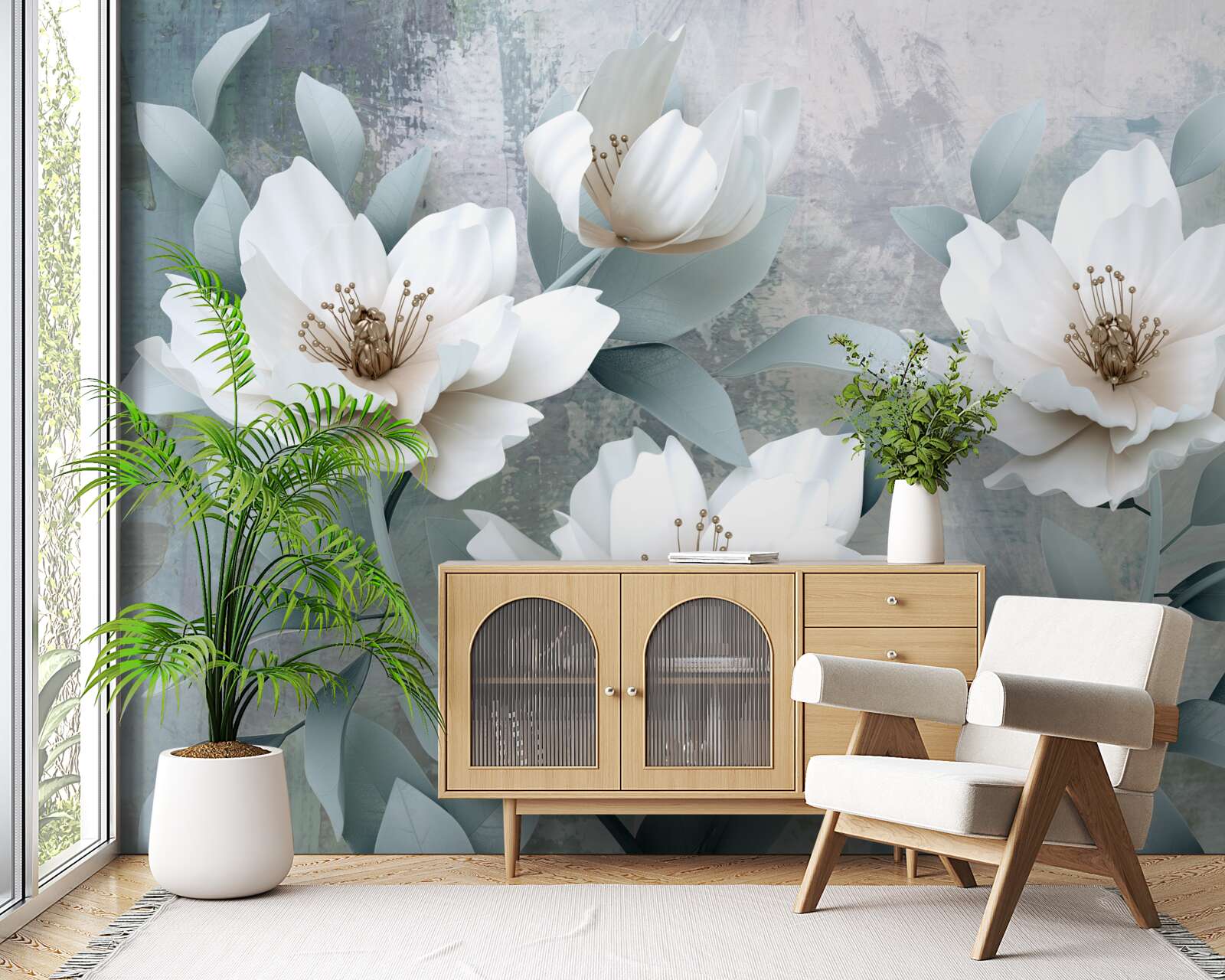 Papier peint Pivoines blanches