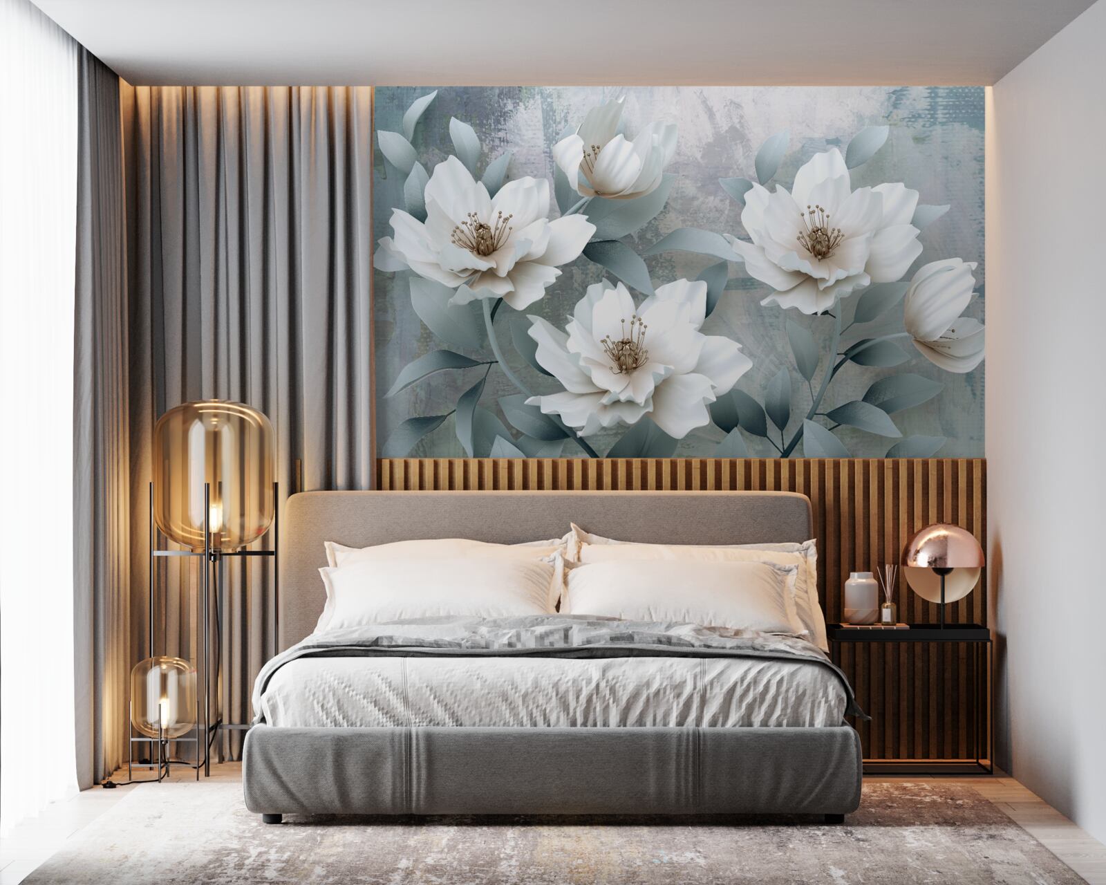 Papier peint Pivoines blanches