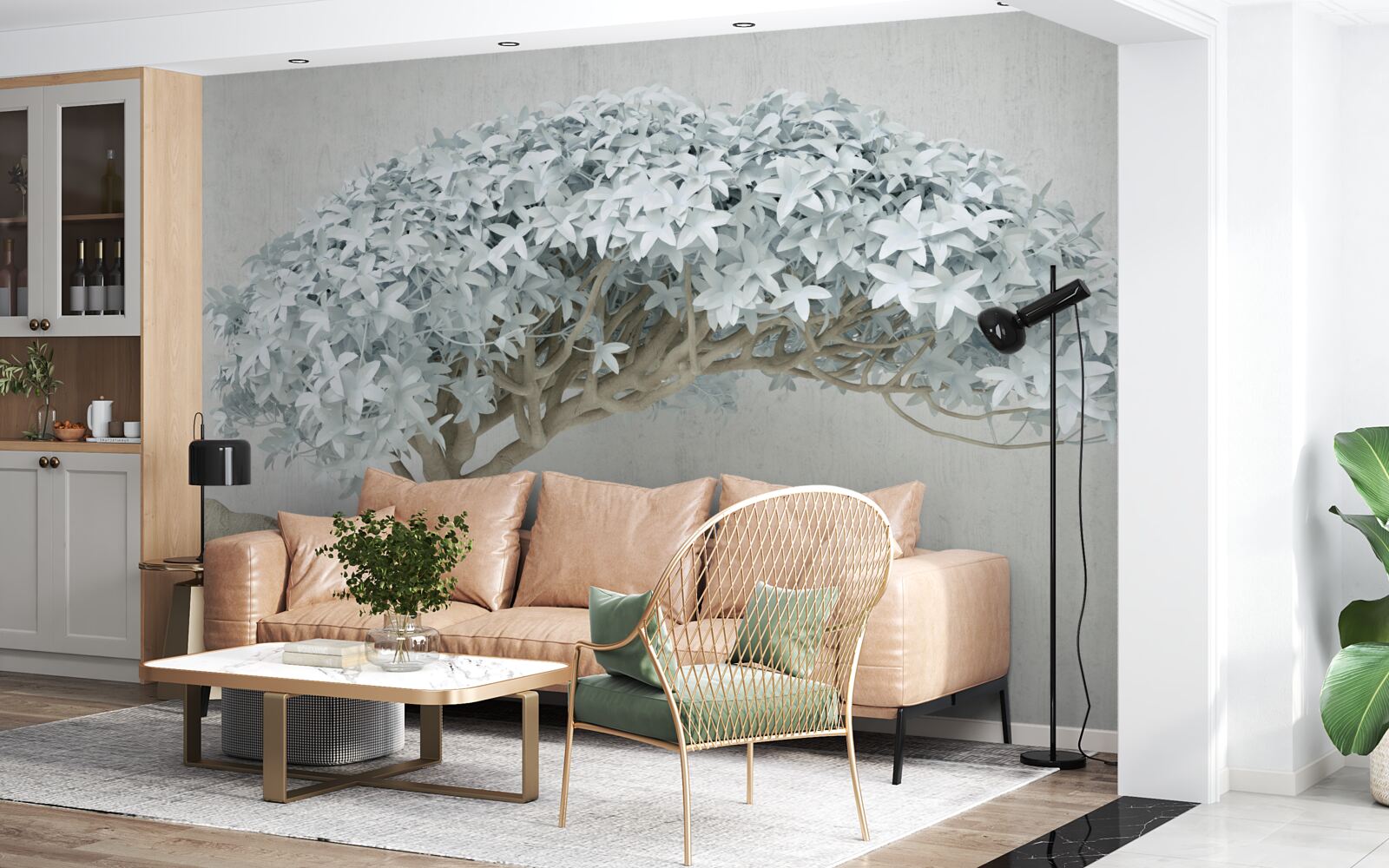 Papier peint branche fleurie