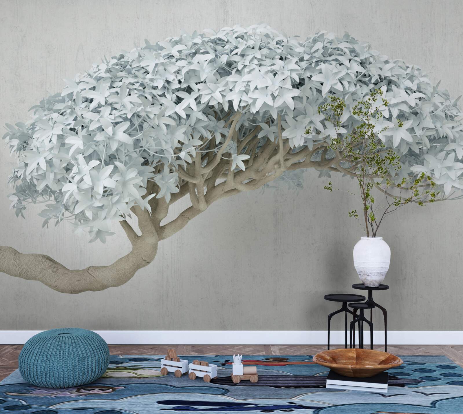 Papier peint branche fleurie