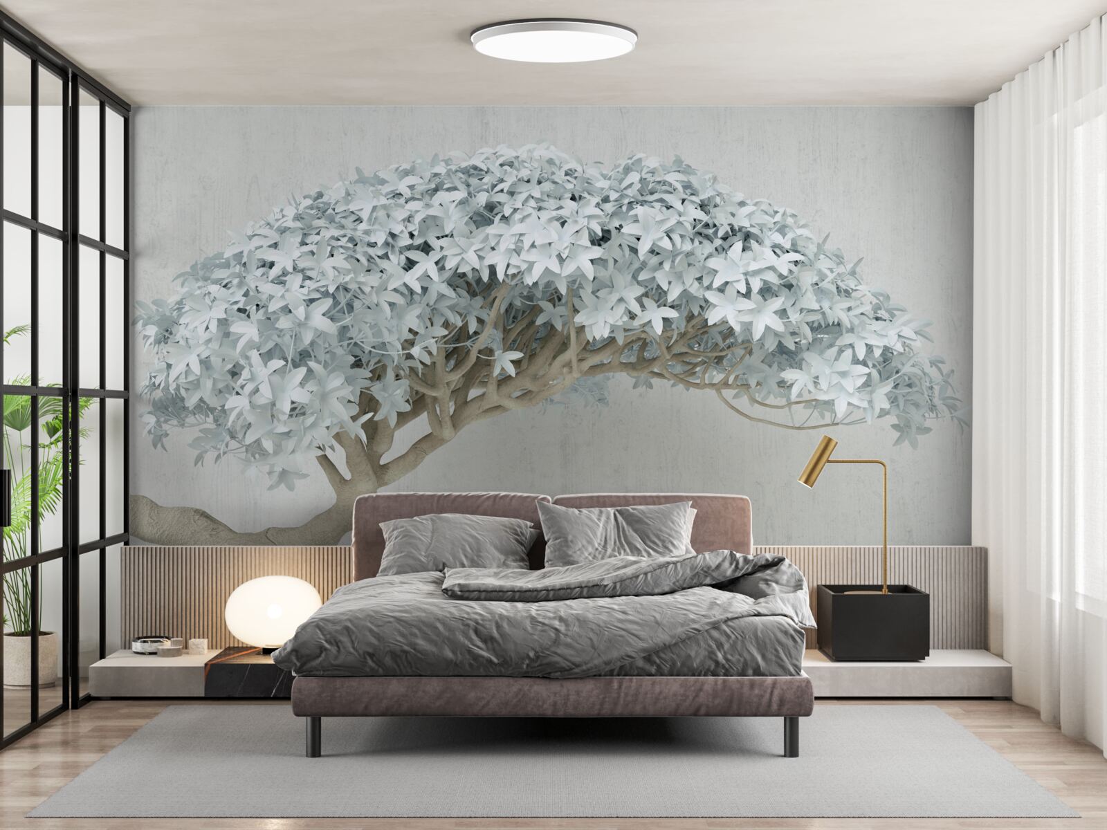 Papier peint branche fleurie