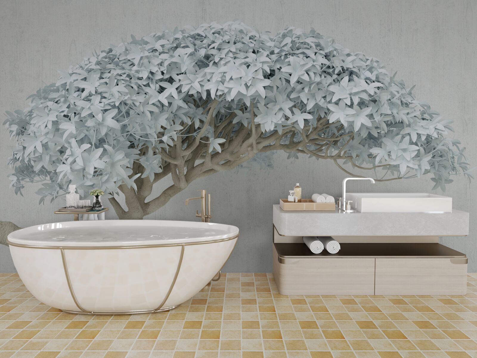 Papier peint branche fleurie