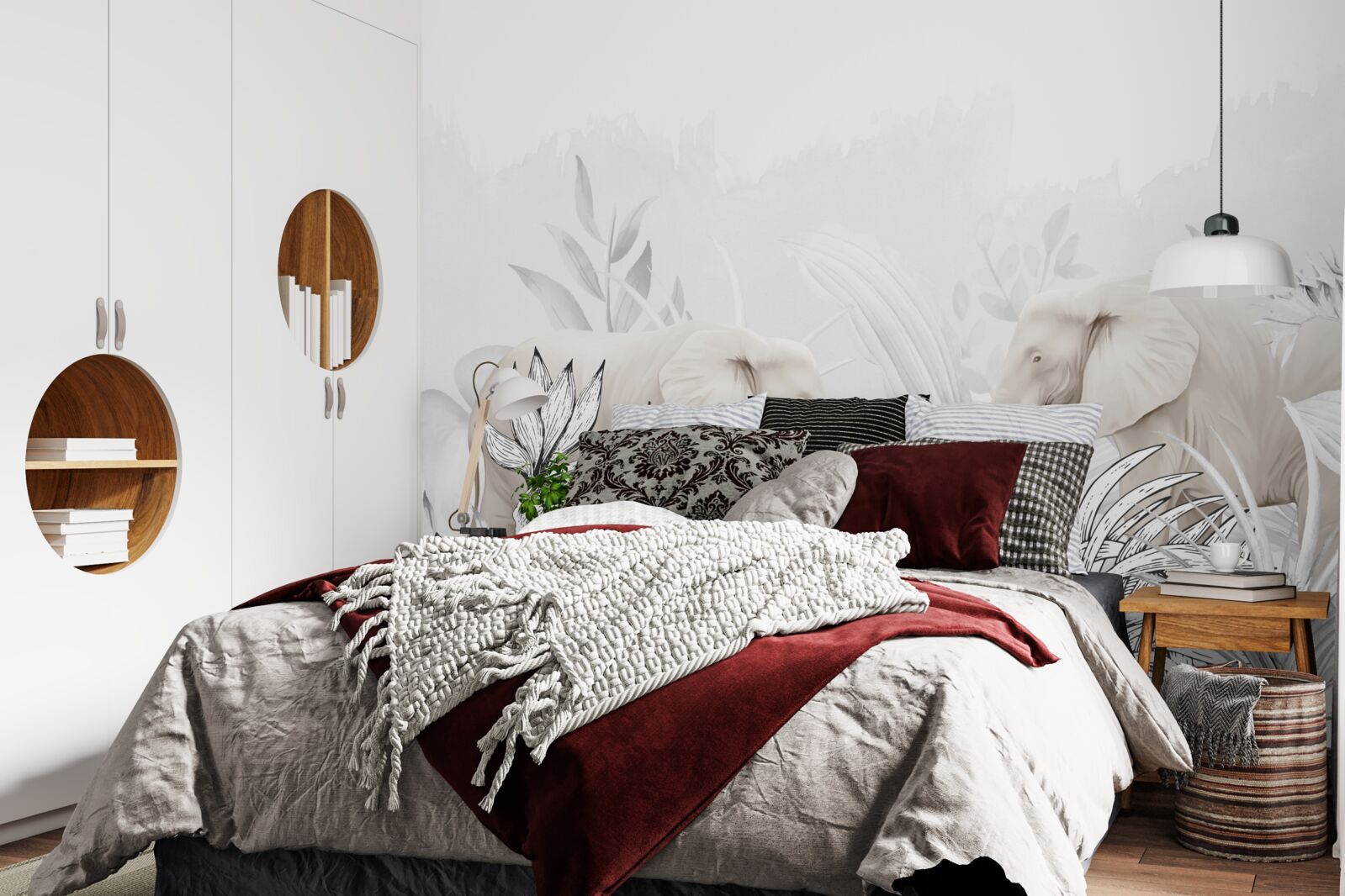 Papier peint des éléphants aux couleurs vives