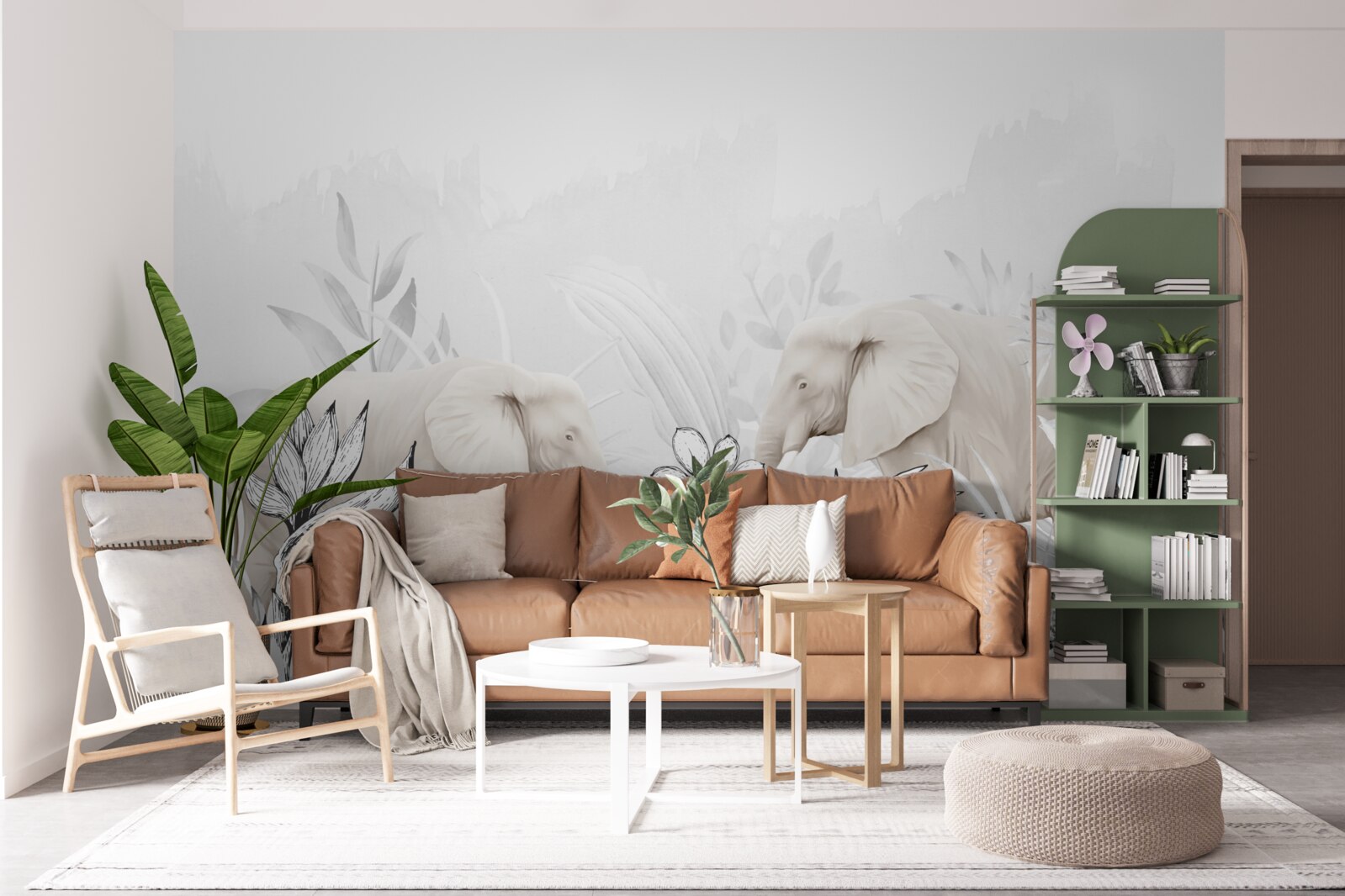 Papier peint des éléphants aux couleurs vives