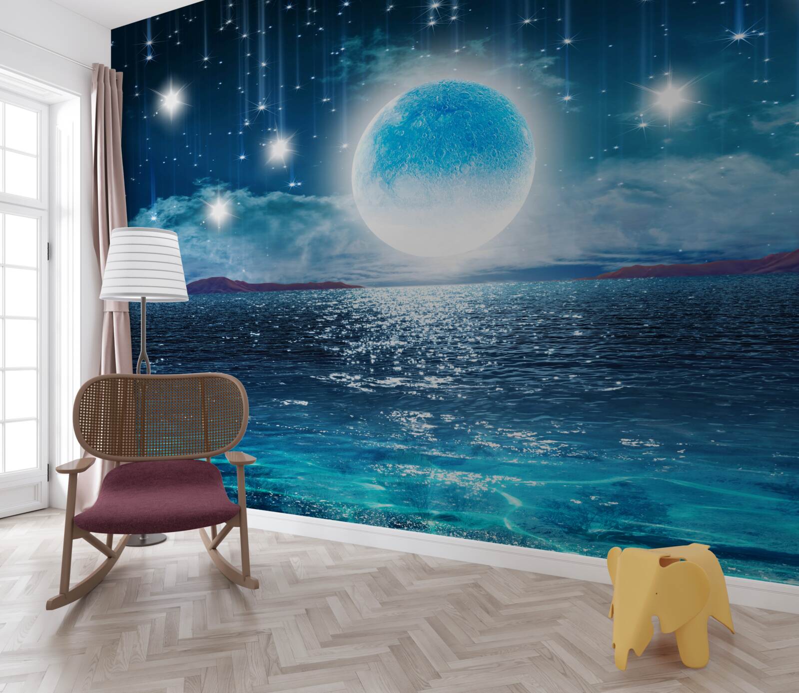 Papier peint les étoiles et la lune sont en pleine phase