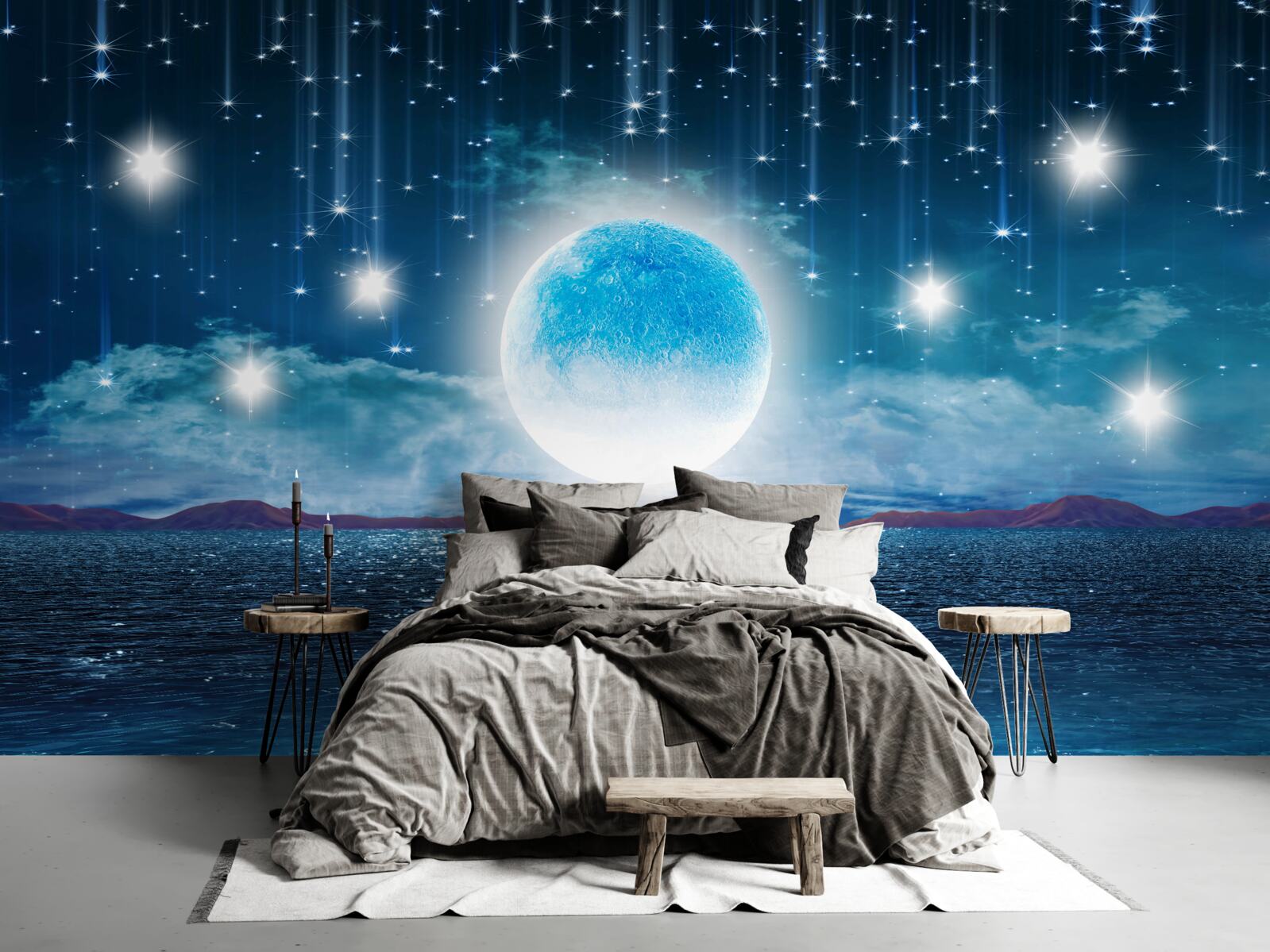 Papier peint les étoiles et la lune sont en pleine phase