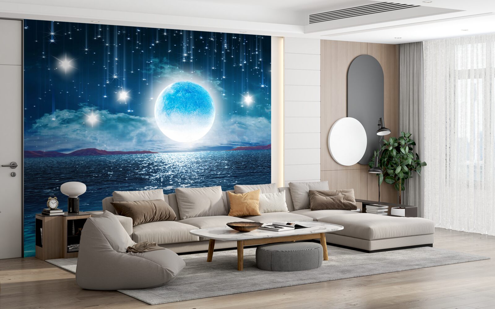 Papier peint les étoiles et la lune sont en pleine phase