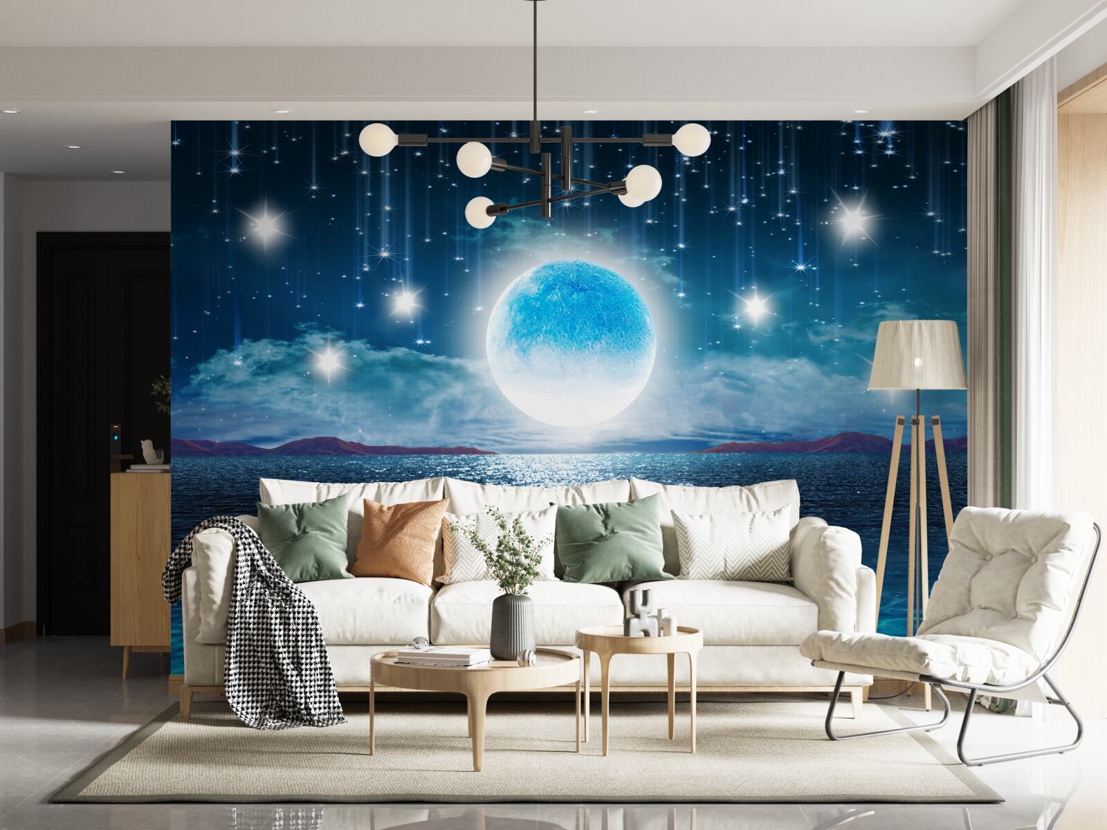 Papier peint les étoiles et la lune sont en pleine phase