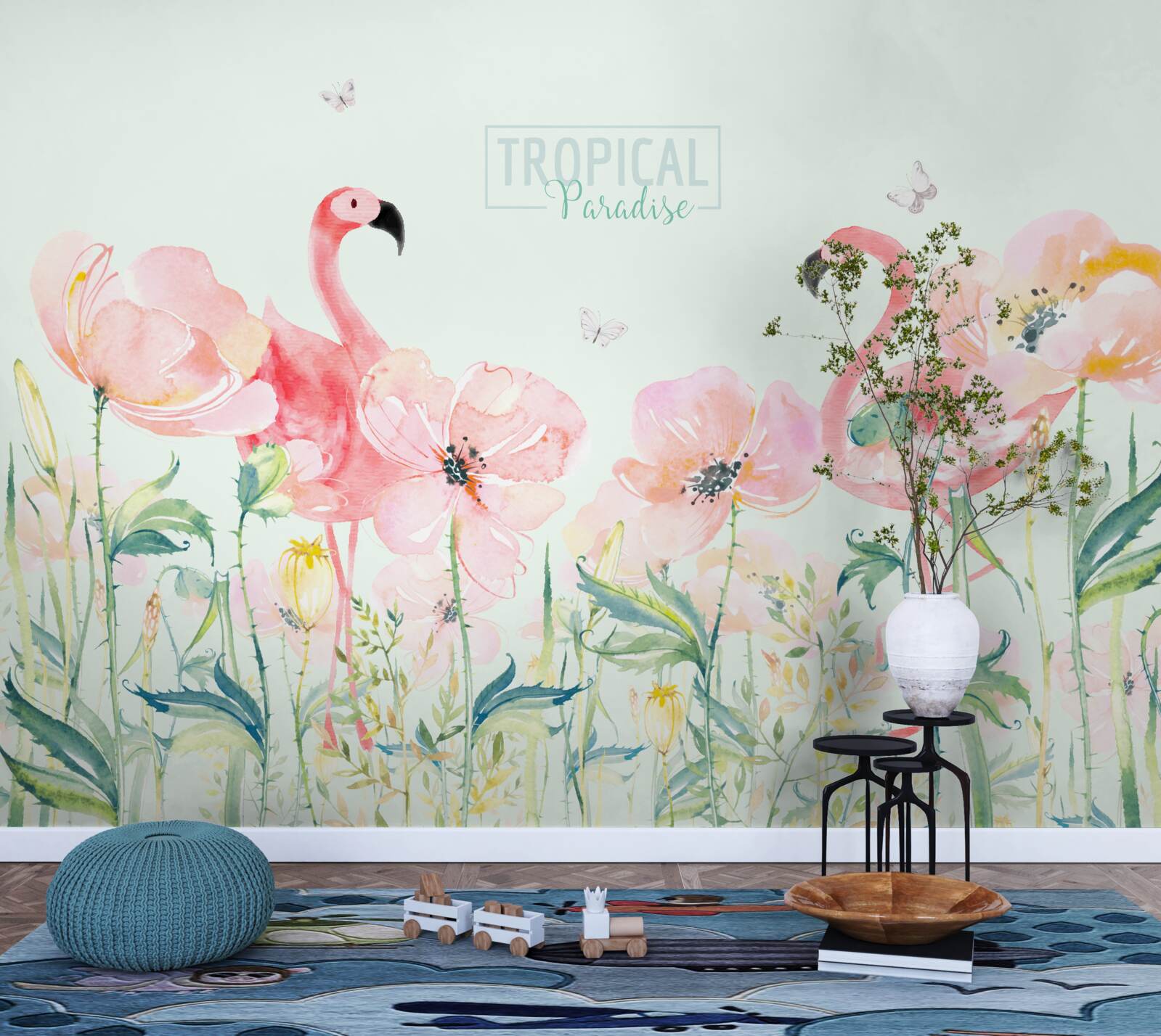 Papier peint Le flamant rose est une espèce d'oiseau qui peut nager