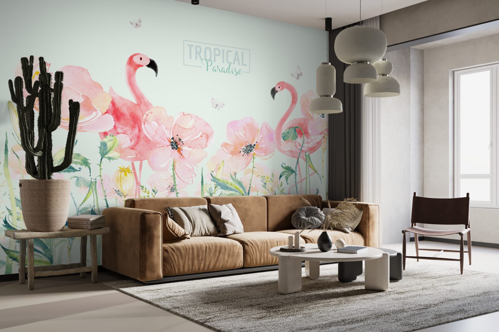 Papier peint Le flamant rose est une espèce d'oiseau qui peut nager