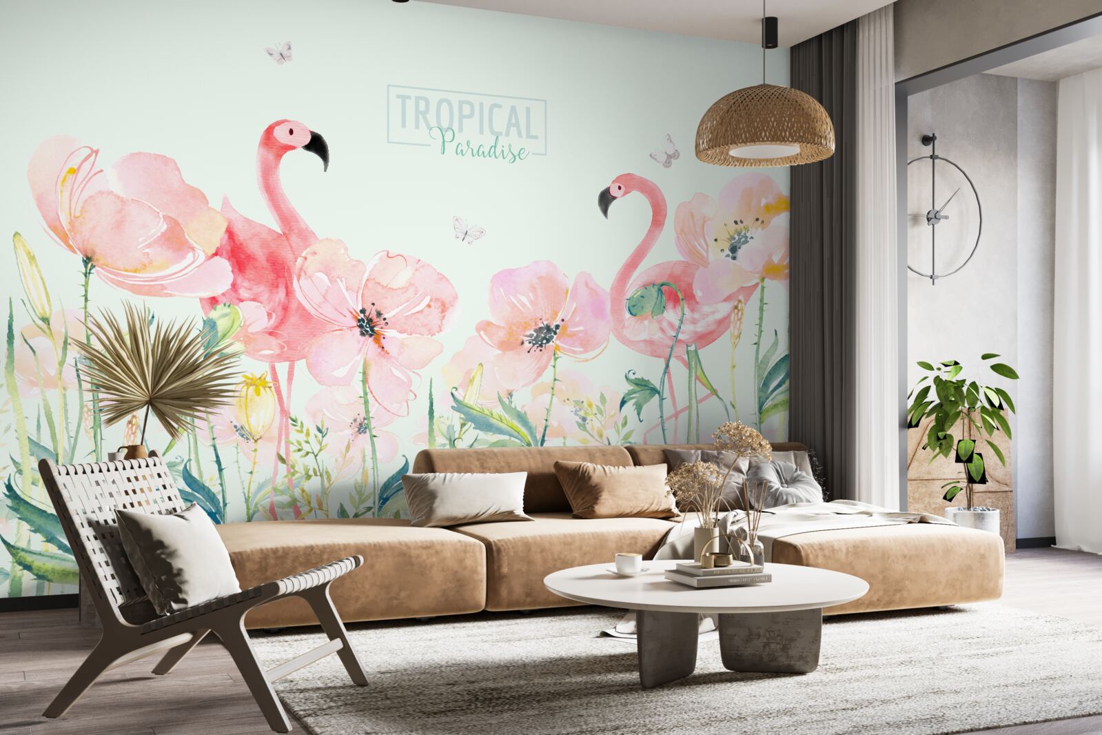 Papier peint Le flamant rose est une espèce d'oiseau qui peut nager