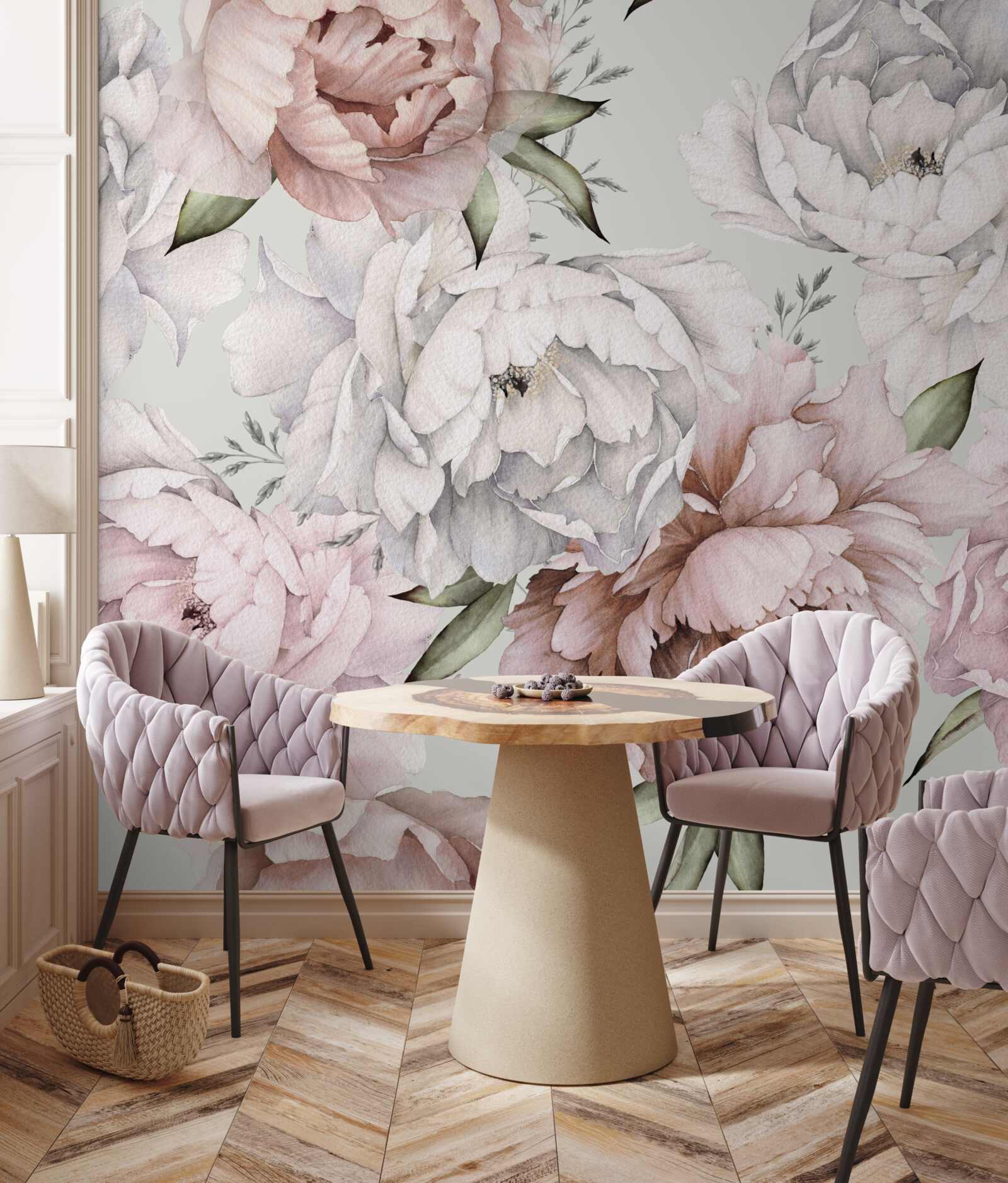 Papier peint pivoines lumineuses