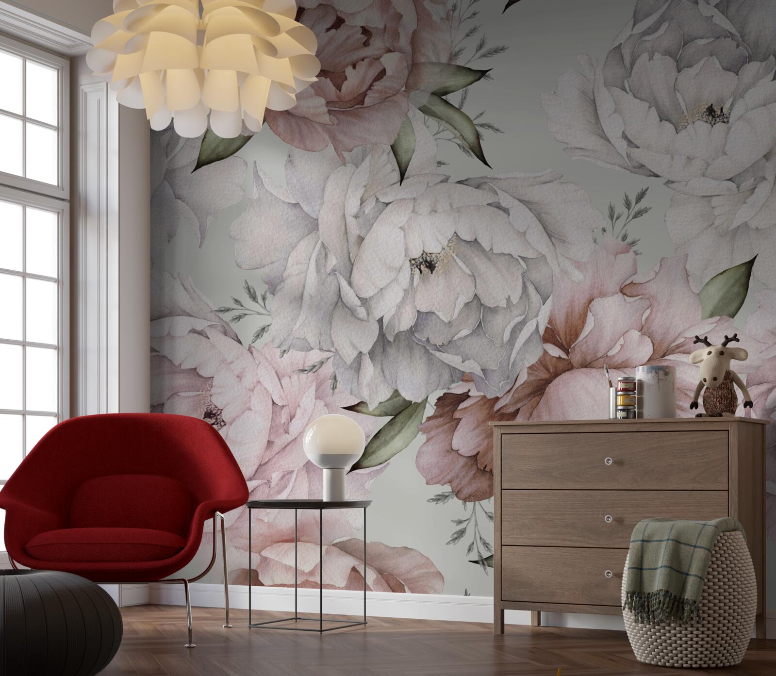 Papier peint pivoines lumineuses