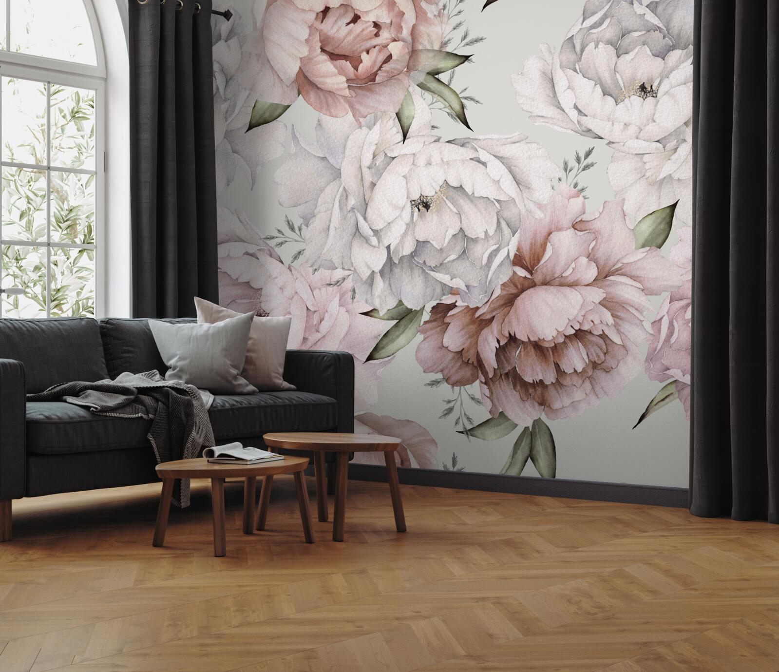 Papier peint pivoines lumineuses