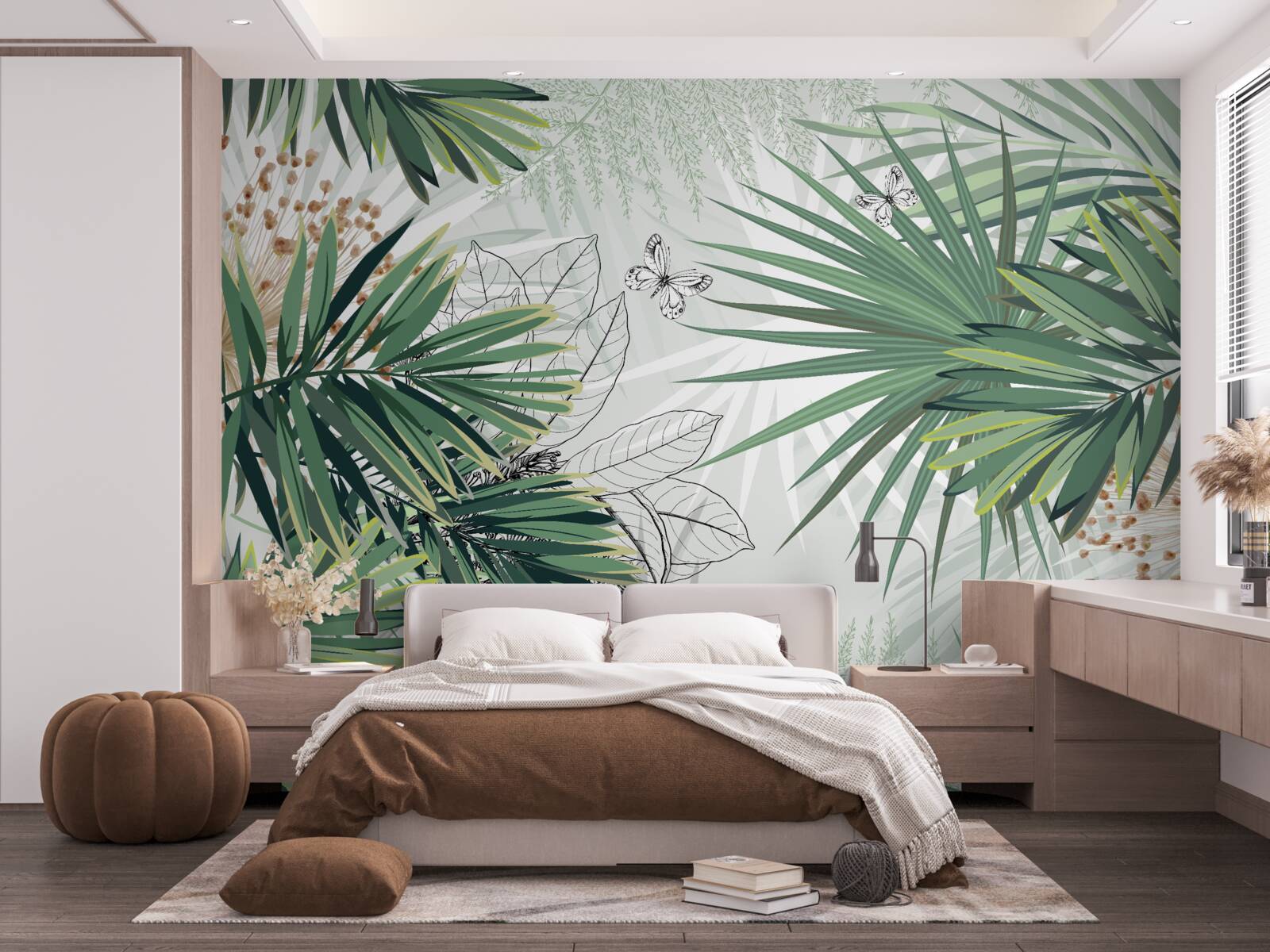 Papier peint couloir, arbre et salle de séjour