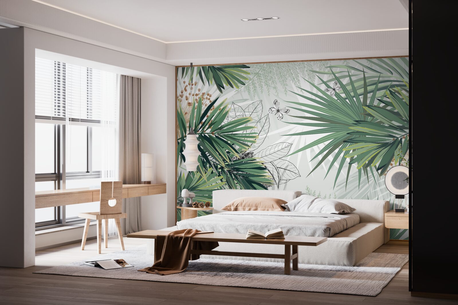 Papier peint couloir, arbre et salle de séjour