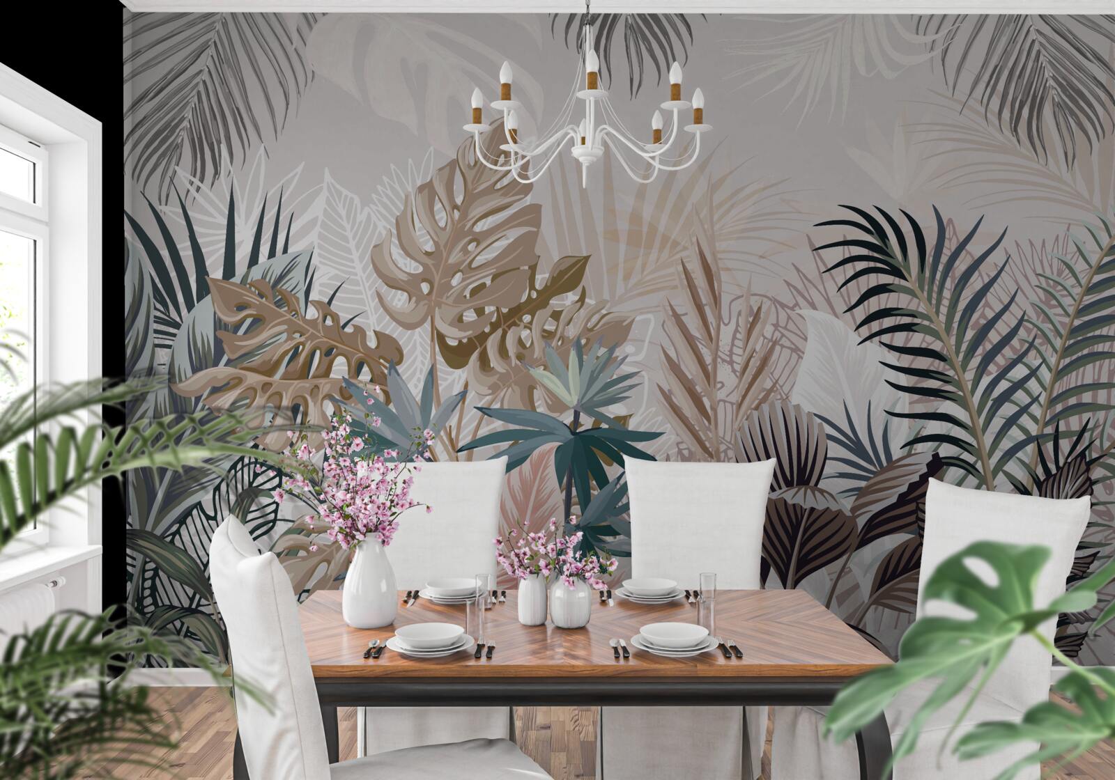 Papier peint design d'intérieur, couloir et salle de séjour