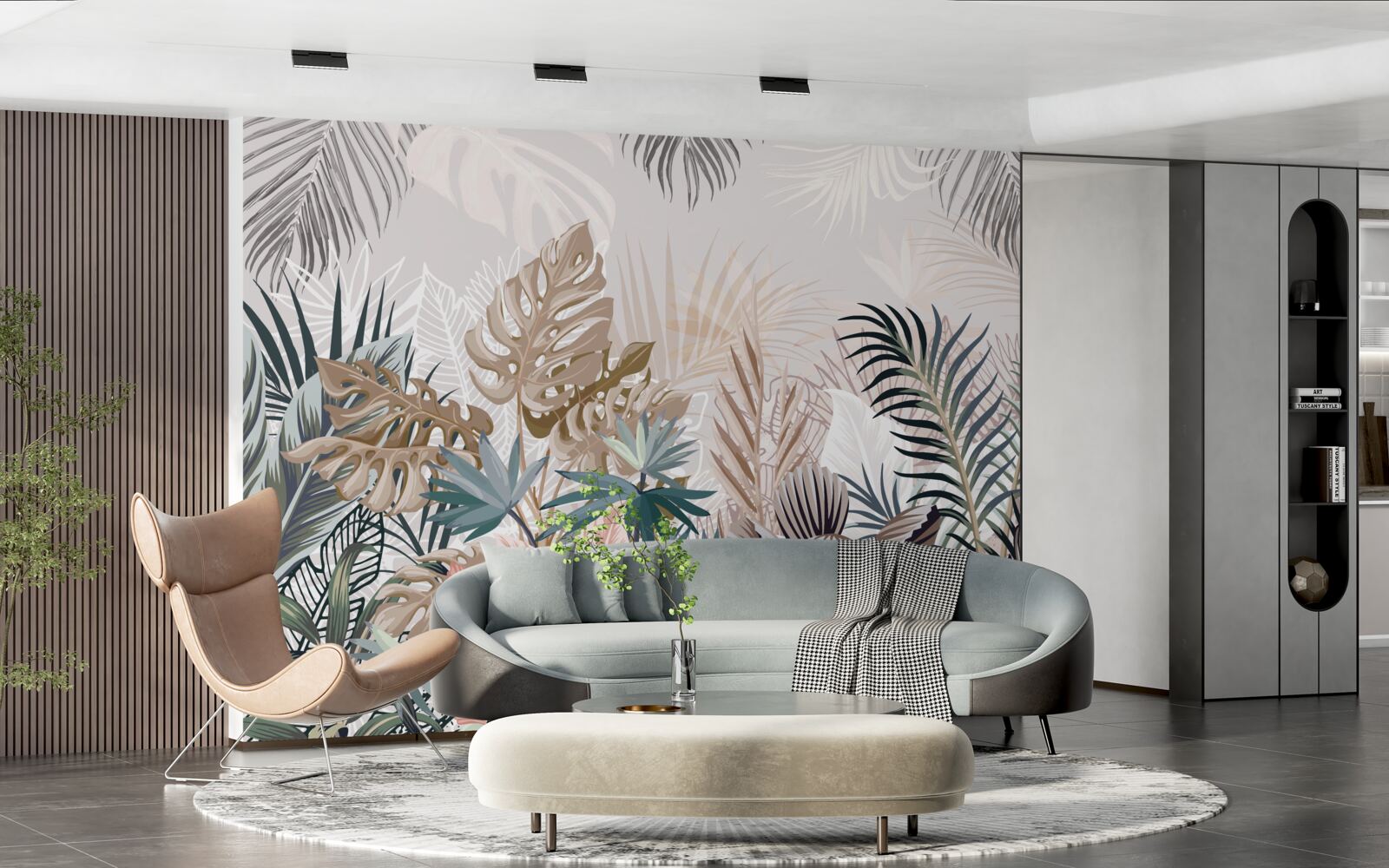 Papier peint design d'intérieur, couloir et salle de séjour