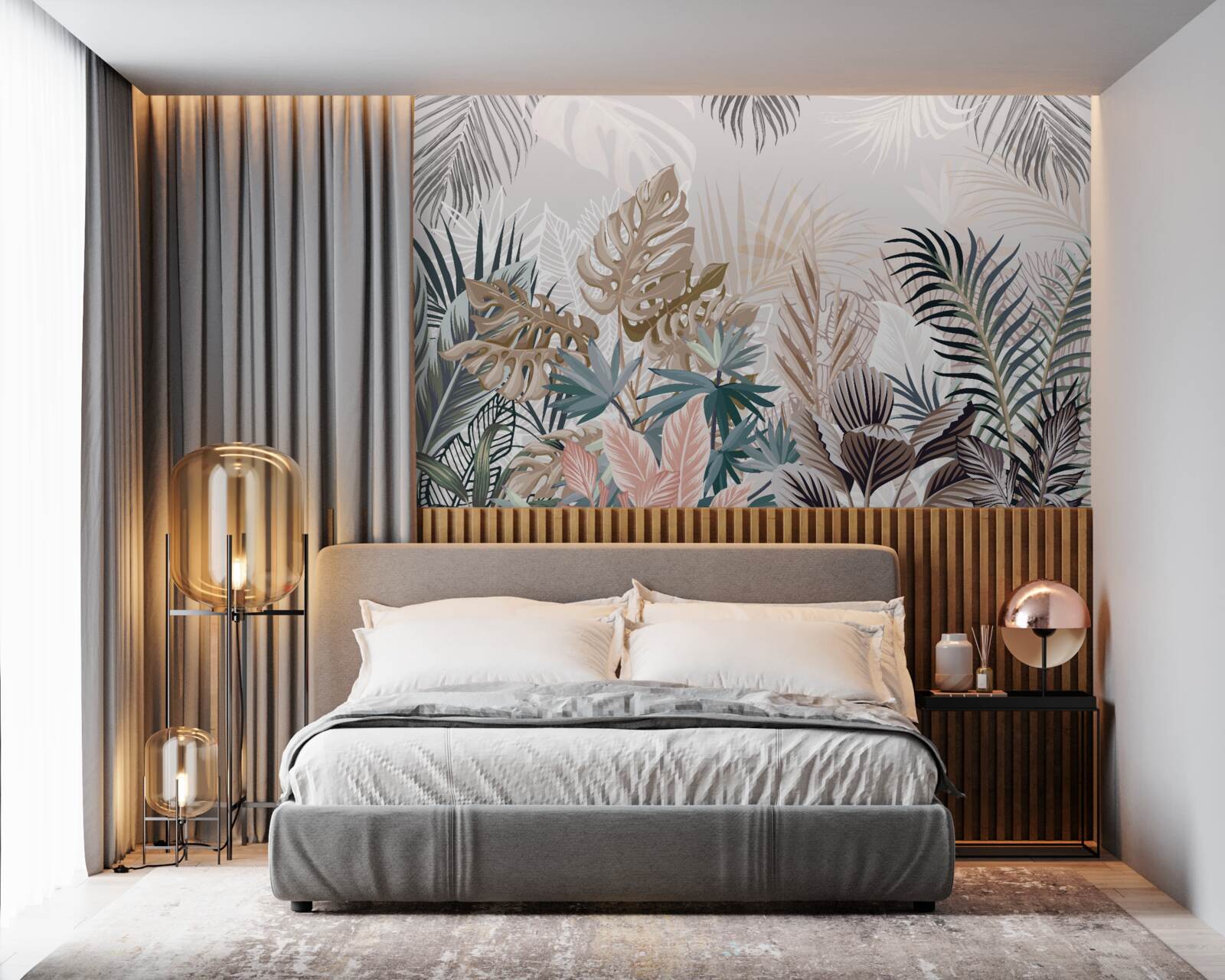 Papier peint design d'intérieur, couloir et salle de séjour