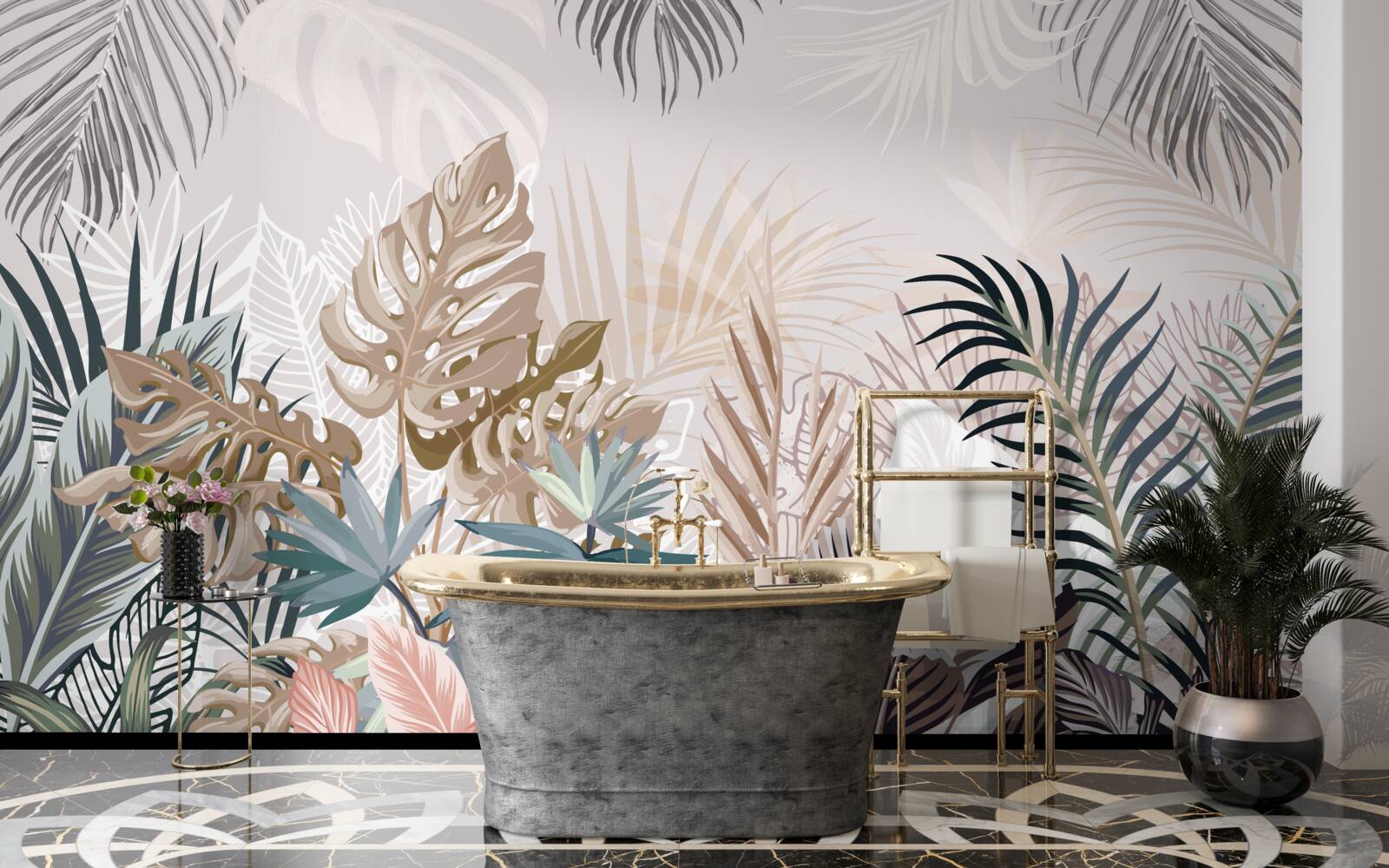 Papier peint design d'intérieur, couloir et salle de séjour