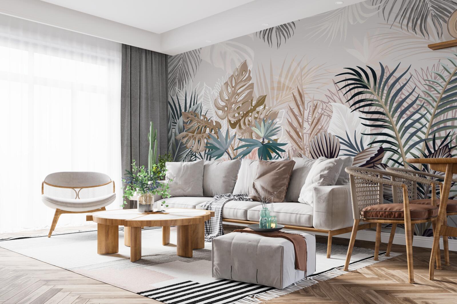 Papier peint design d'intérieur, couloir et salle de séjour