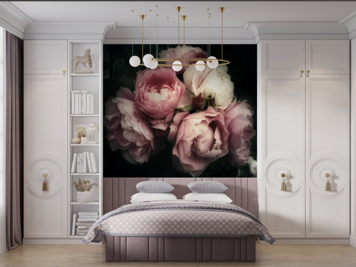 Papier peint pétale, fleur et teinte rose