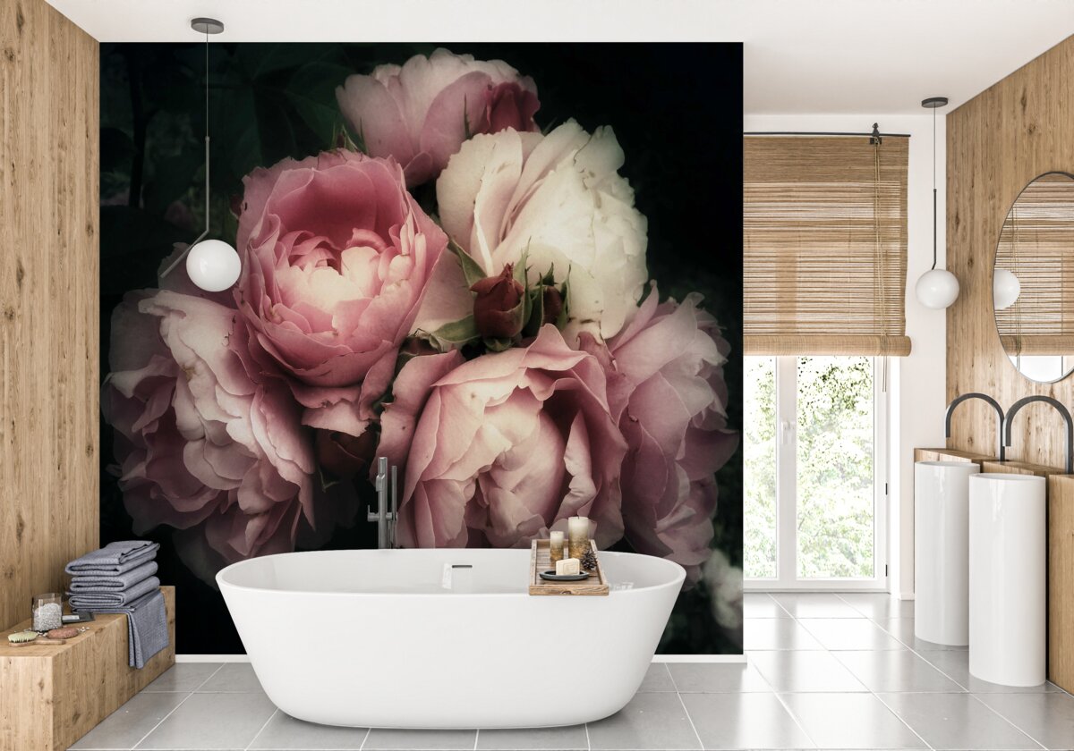 Papier peint pétale, fleur et teinte rose